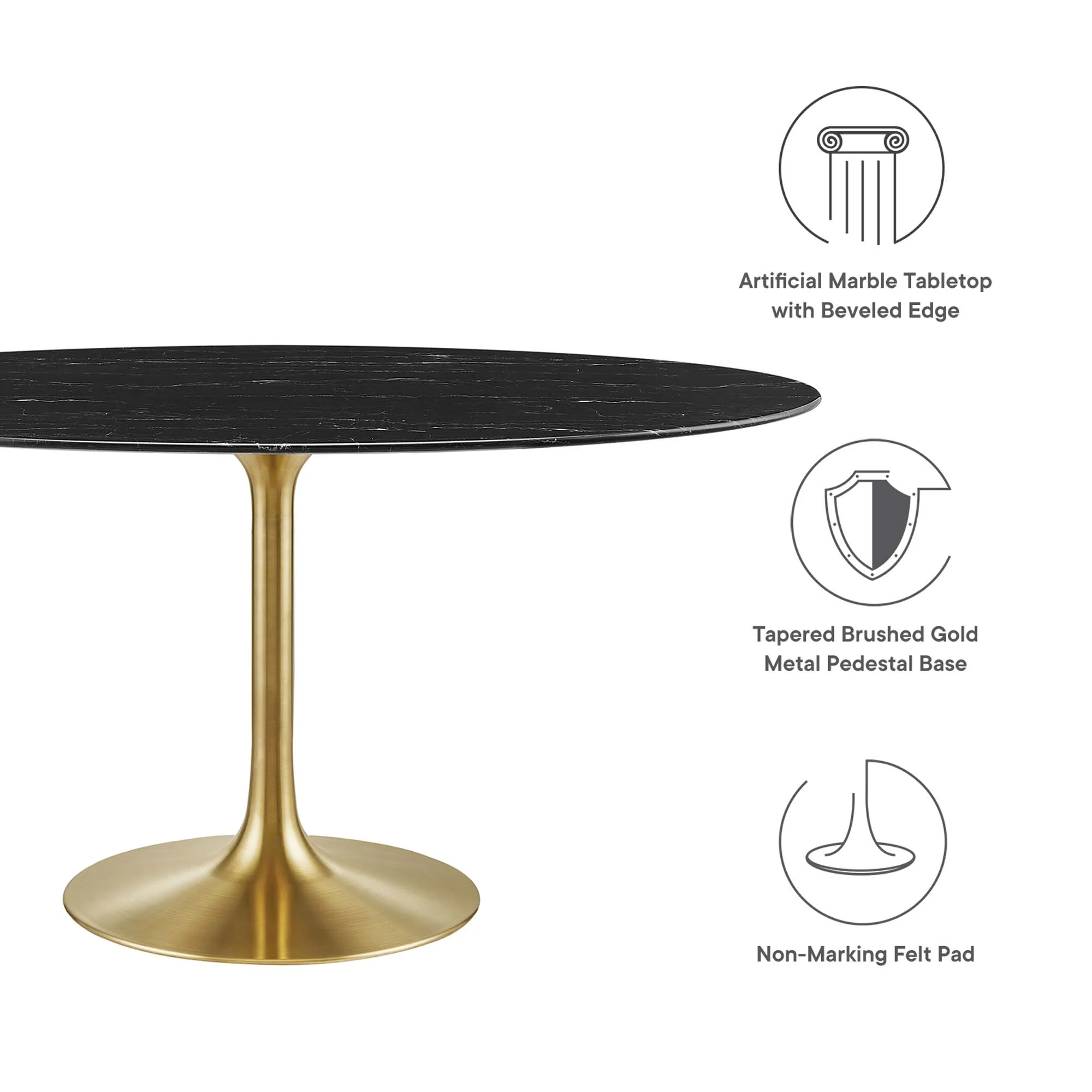 Lippa 60" Oval Faux Marble Dining Table by Modway - Image 2