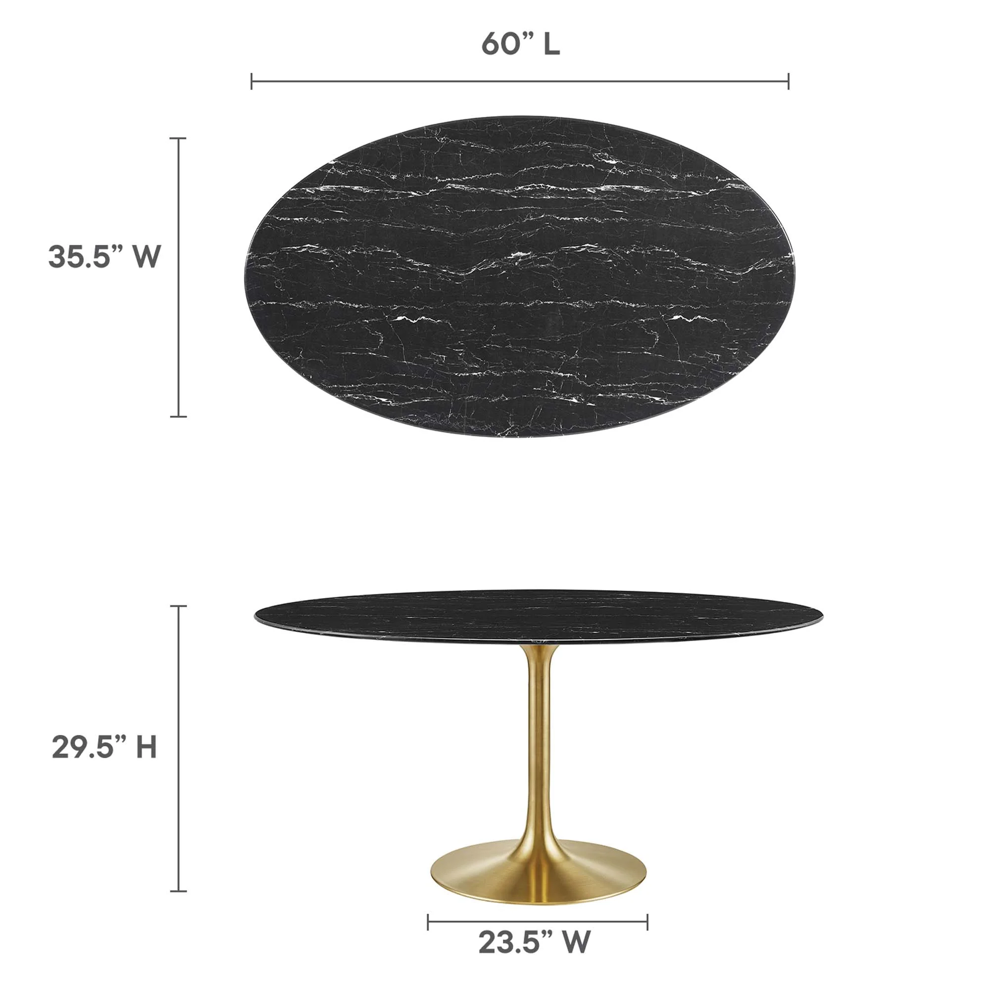 Lippa 60" Oval Faux Marble Dining Table by Modway - Image 3