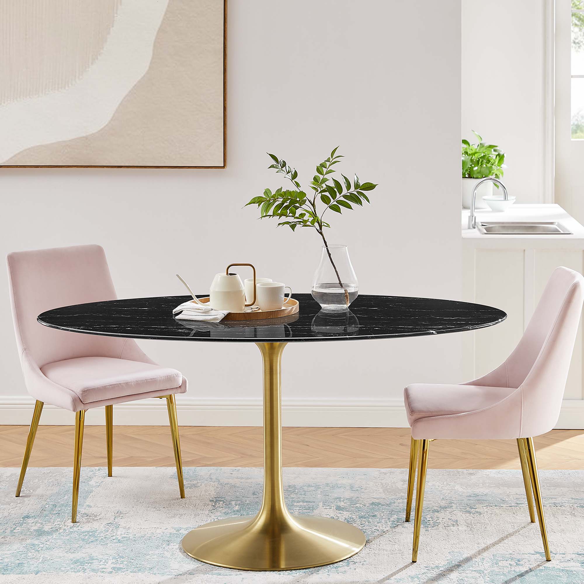 Lippa 60" Oval Faux Marble Dining Table by Modway - Image 6
