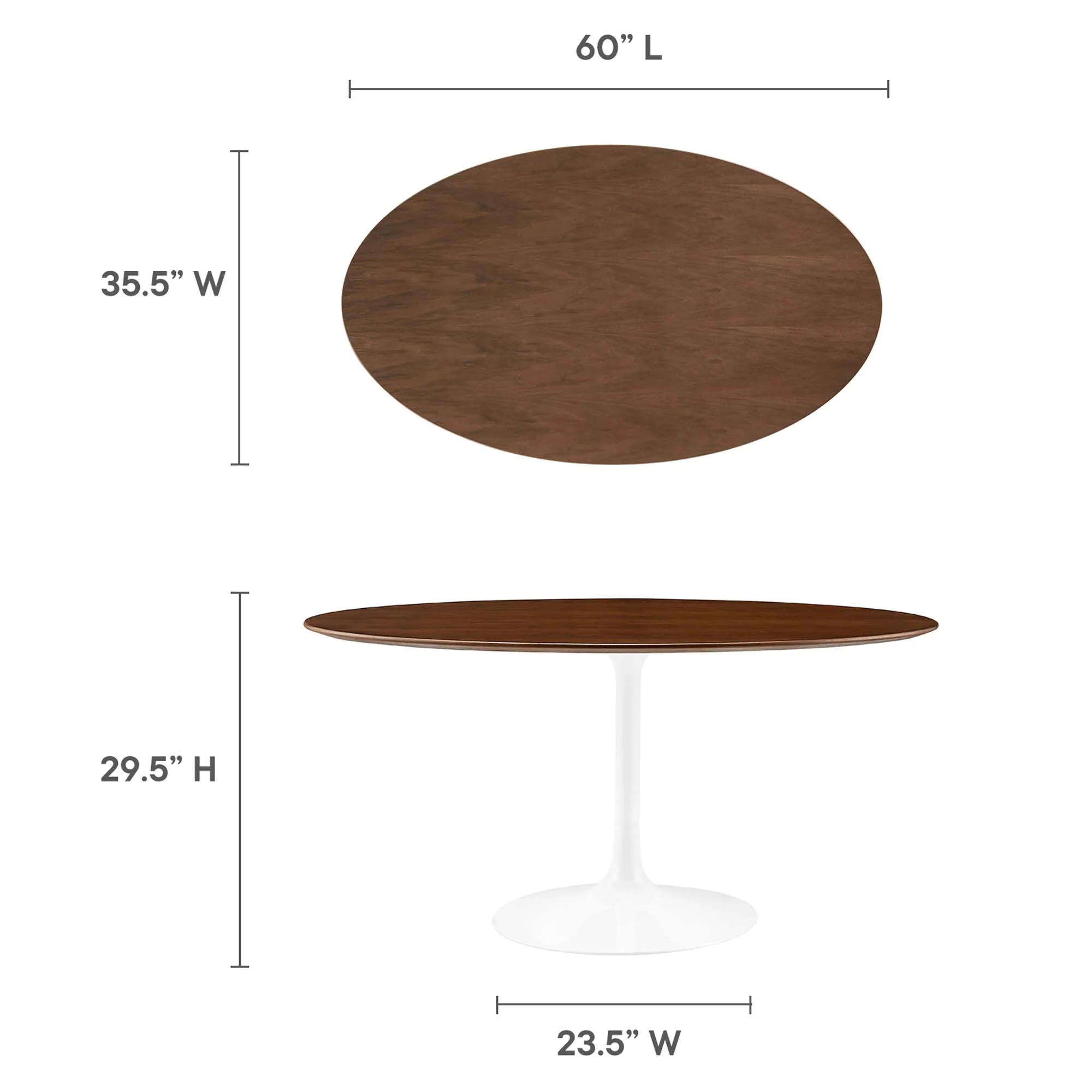 Lippa 60" Oval Wood Dining Table by Modway - Image 3