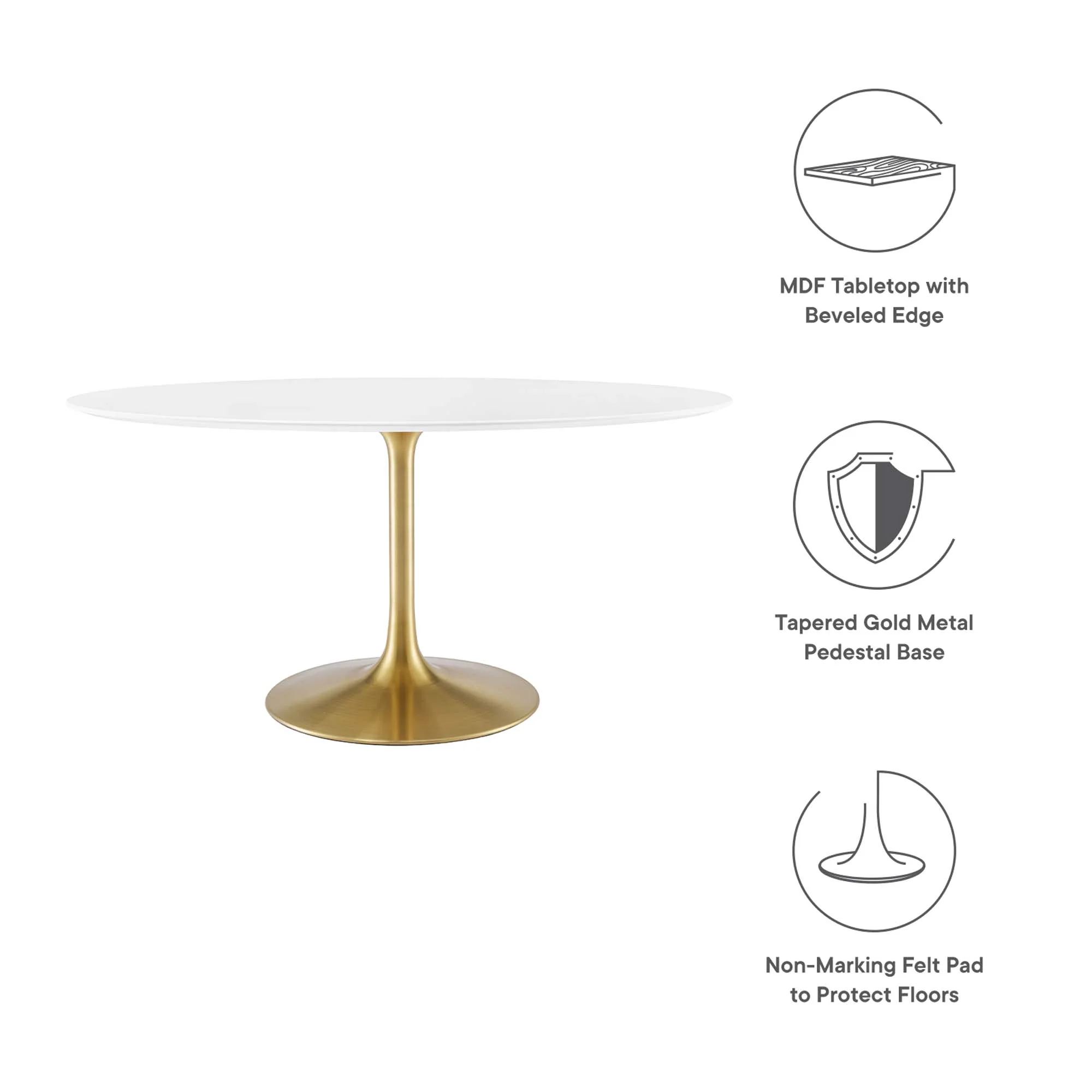 Lippa 60" Oval Wood Dining Table by Modway - Image 3