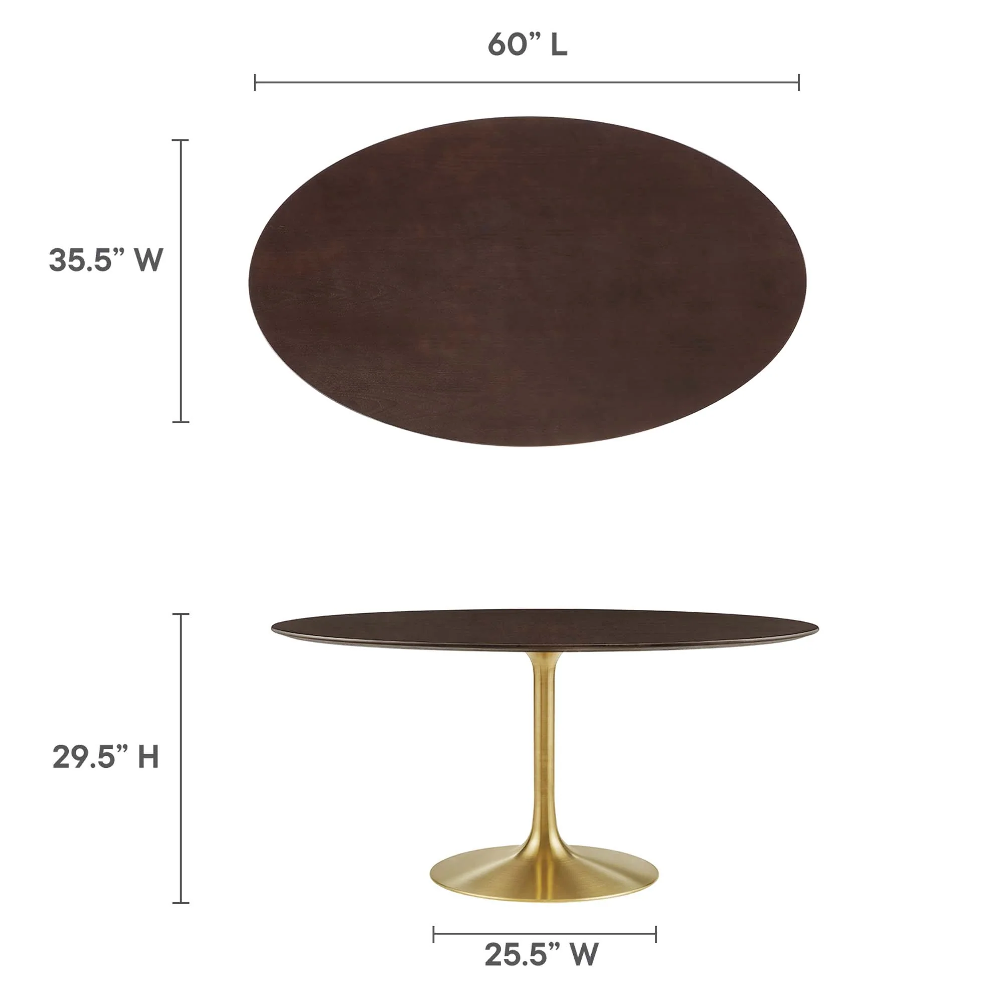 Lippa 60" Oval Wood Dining Table by Modway - Image 3