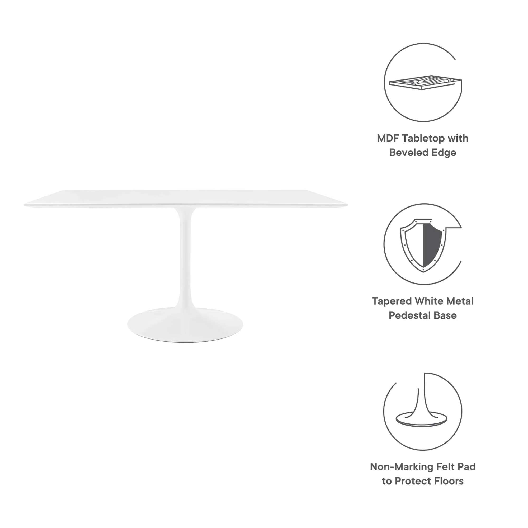 Lippa 60" Rectangle Wood Dining Table by Modway - Image 3