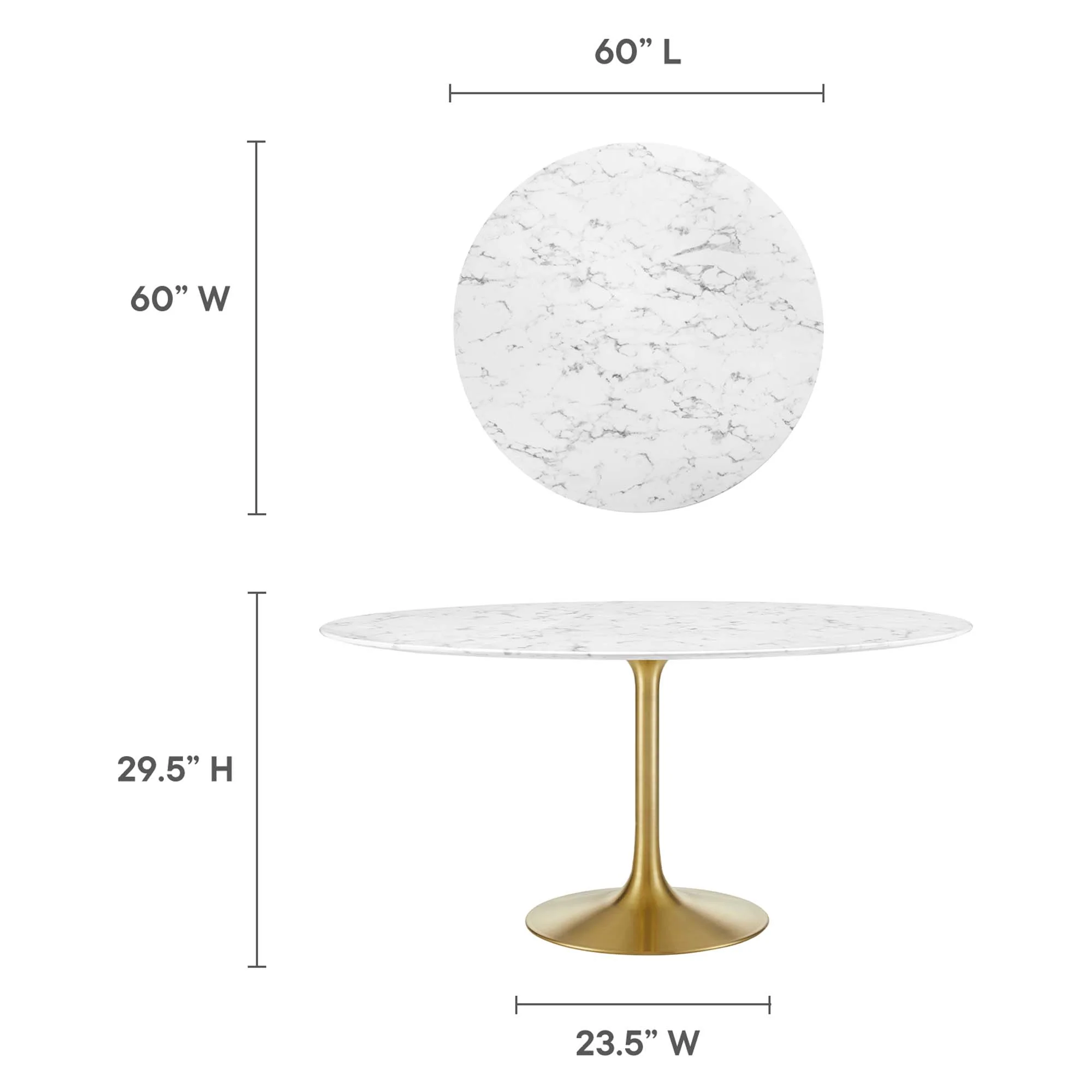 Lippa 60" Round Faux Marble Dining Table by Modway - Image 2