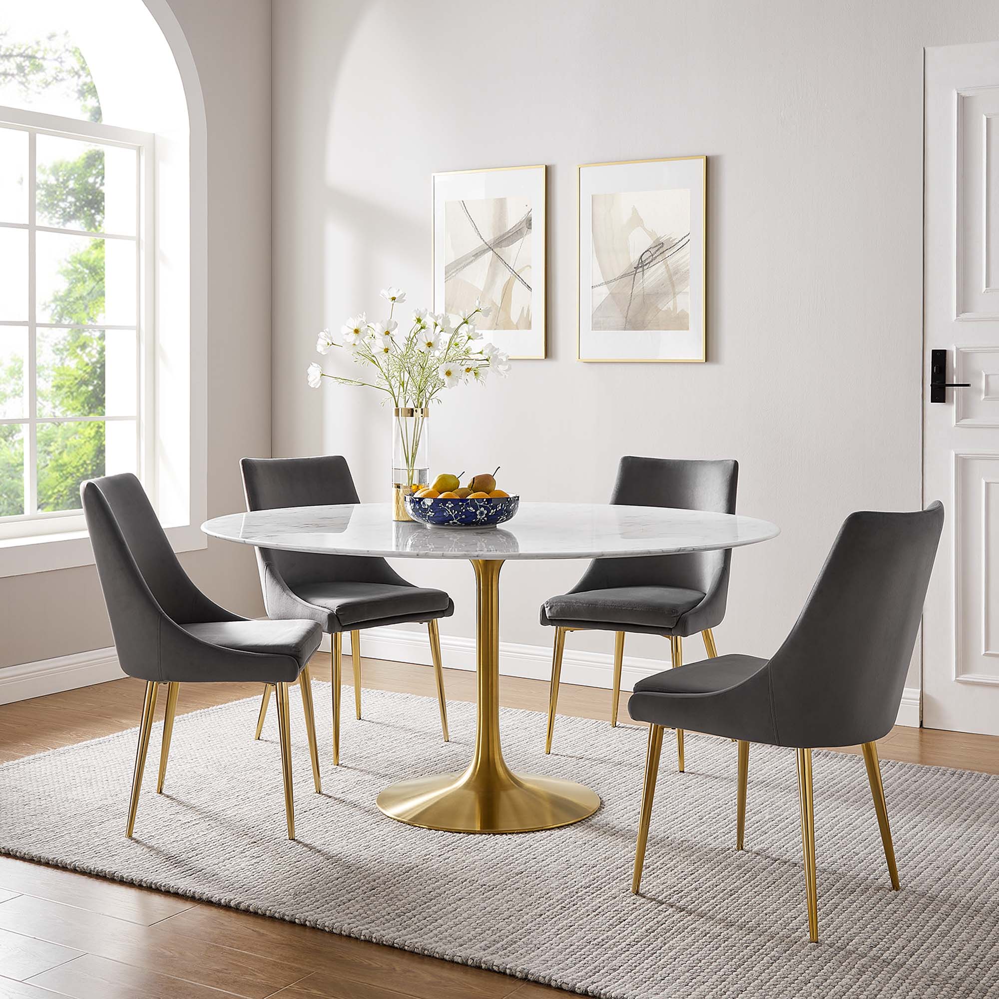 Lippa 60" Round Faux Marble Dining Table by Modway - Image 6