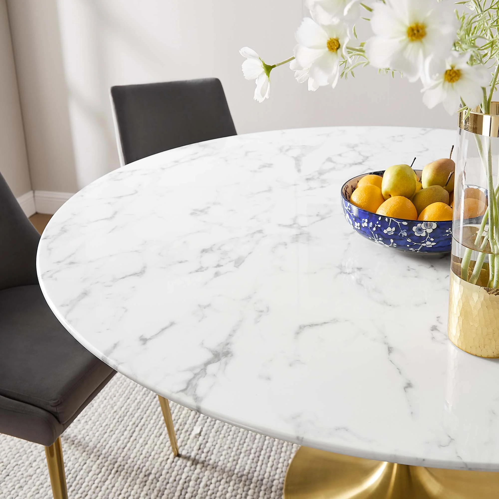 Lippa 60" Round Faux Marble Dining Table by Modway - Image 7