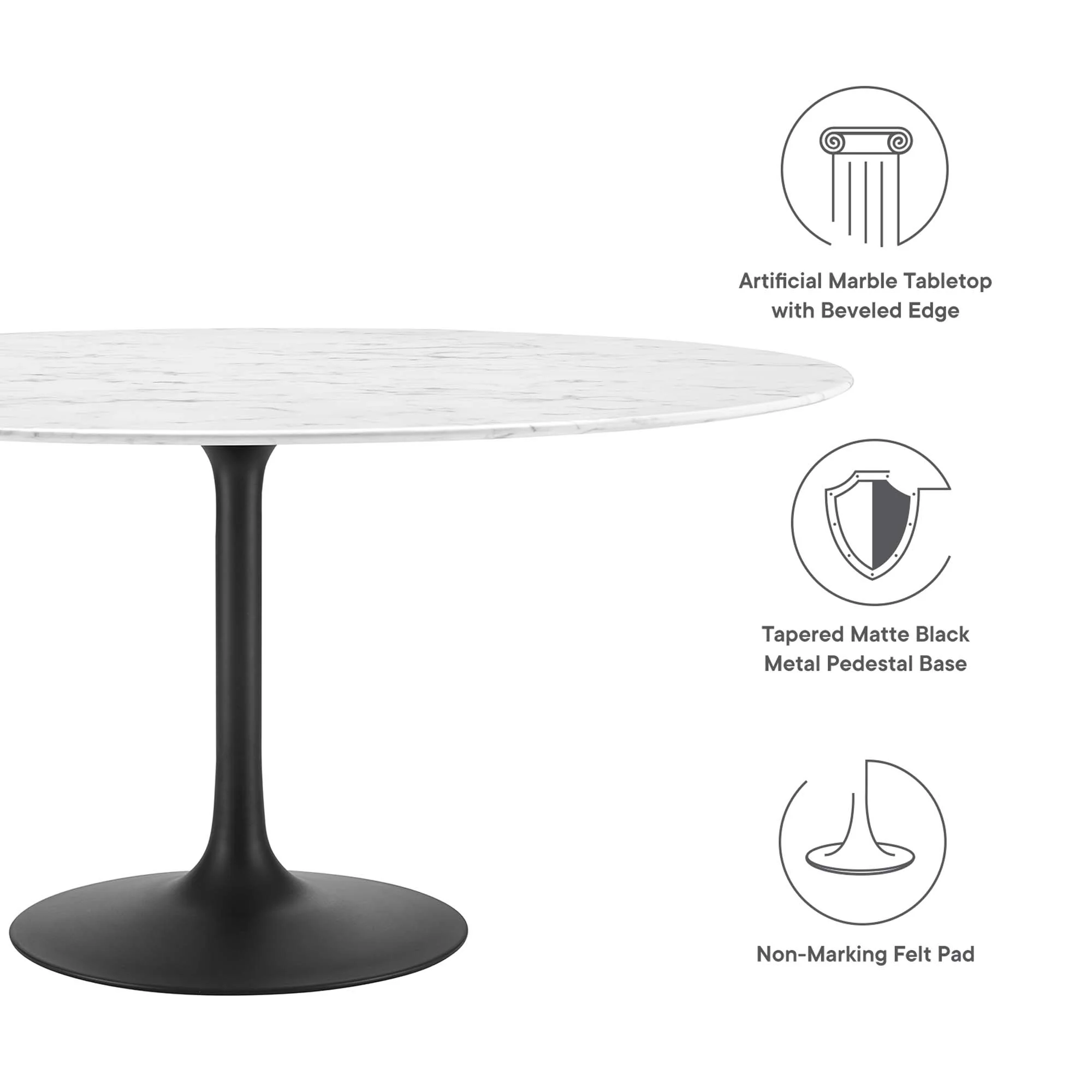 Lippa 60" Round Faux Marble Dining Table by Modway - Image 2