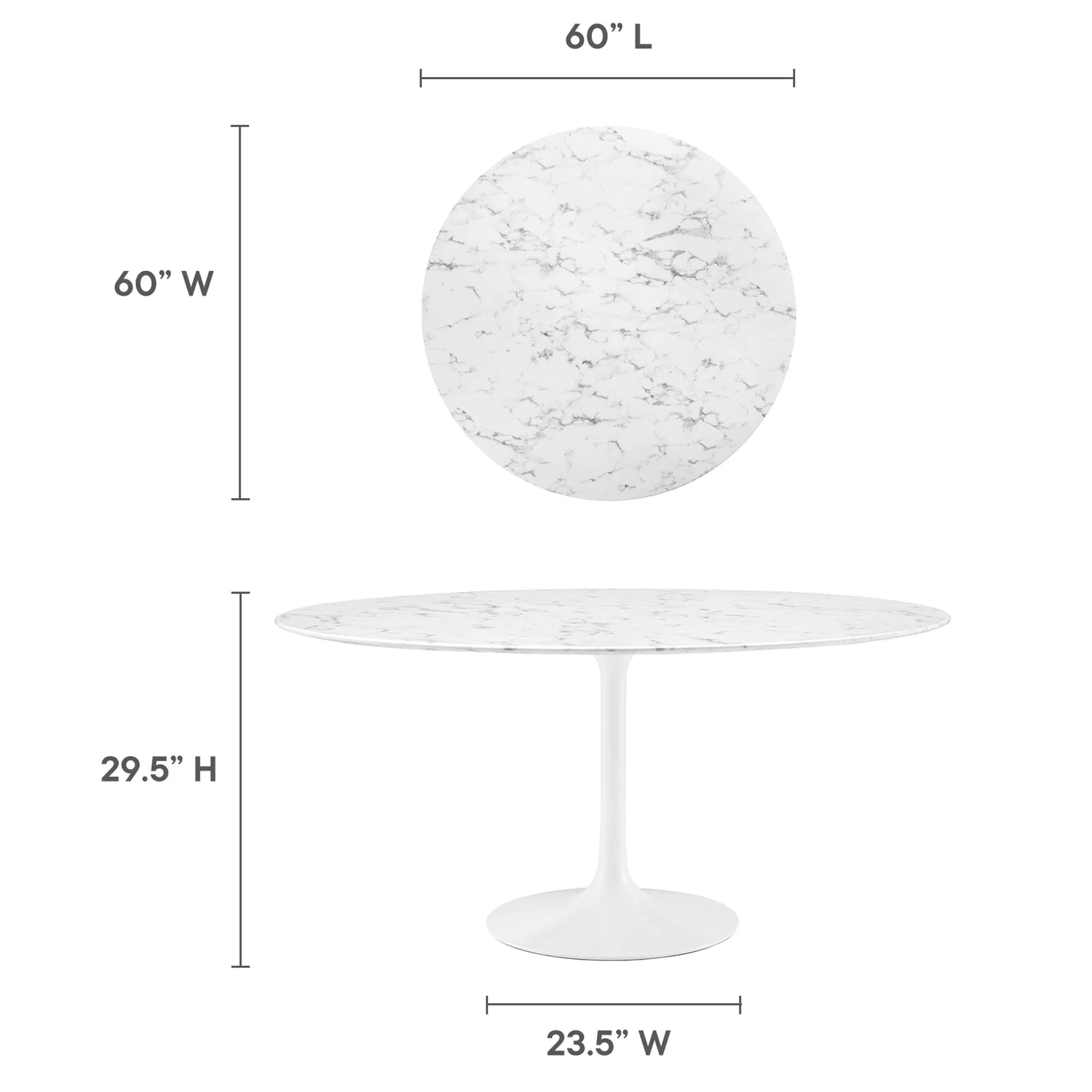 Lippa 60" Round Faux Marble Dining Table by Modway - Image 2