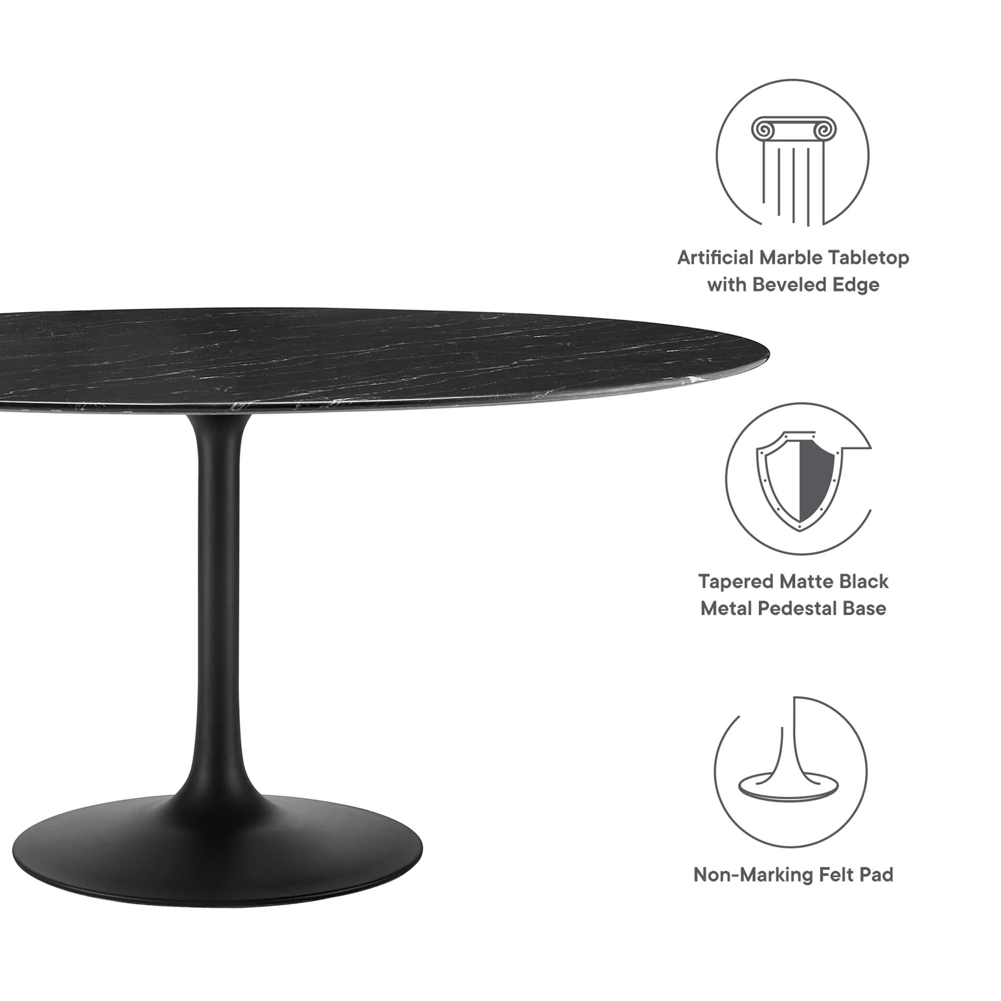 Lippa 60" Round Faux Marble Dining Table by Modway - Image 2