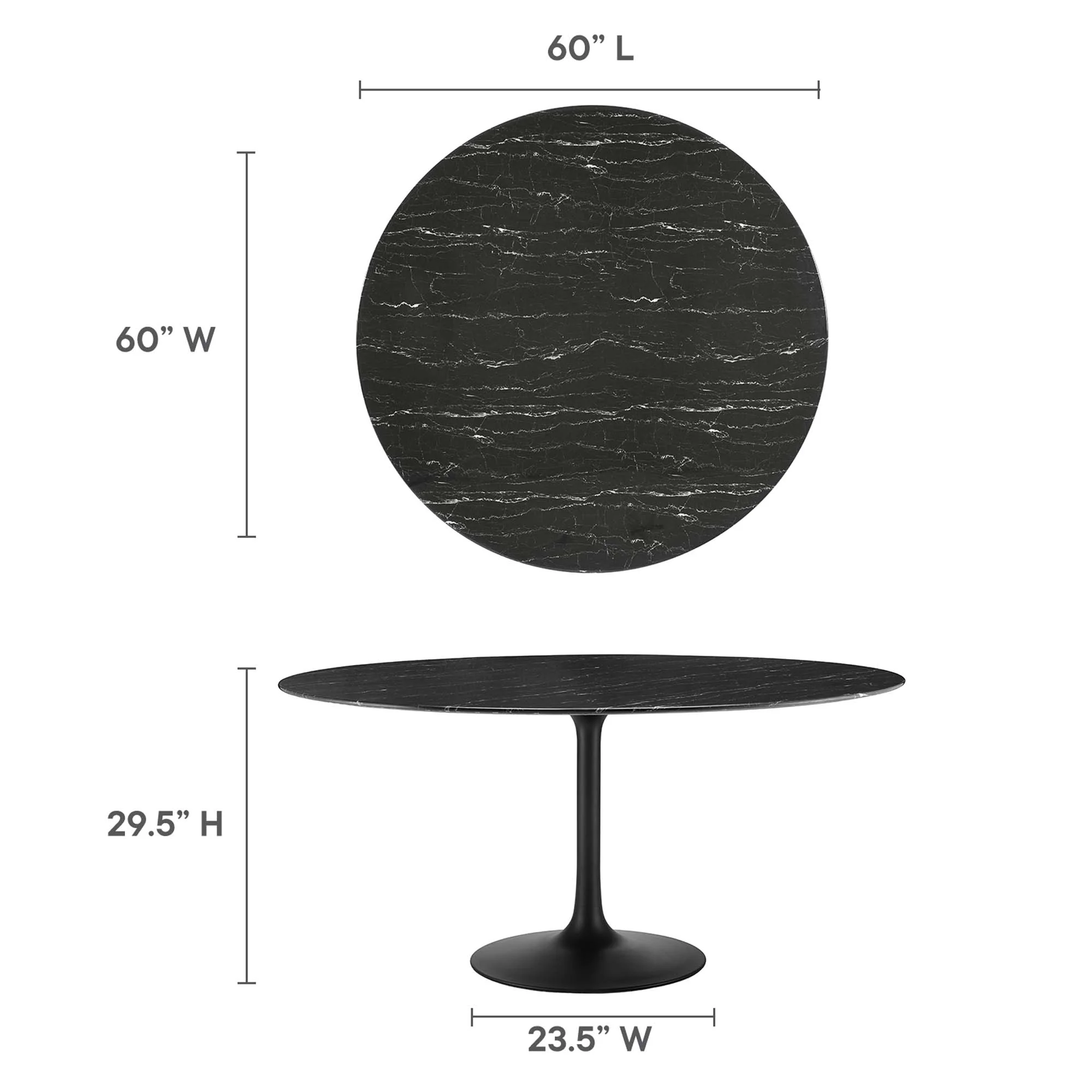 Lippa 60" Round Faux Marble Dining Table by Modway - Image 3