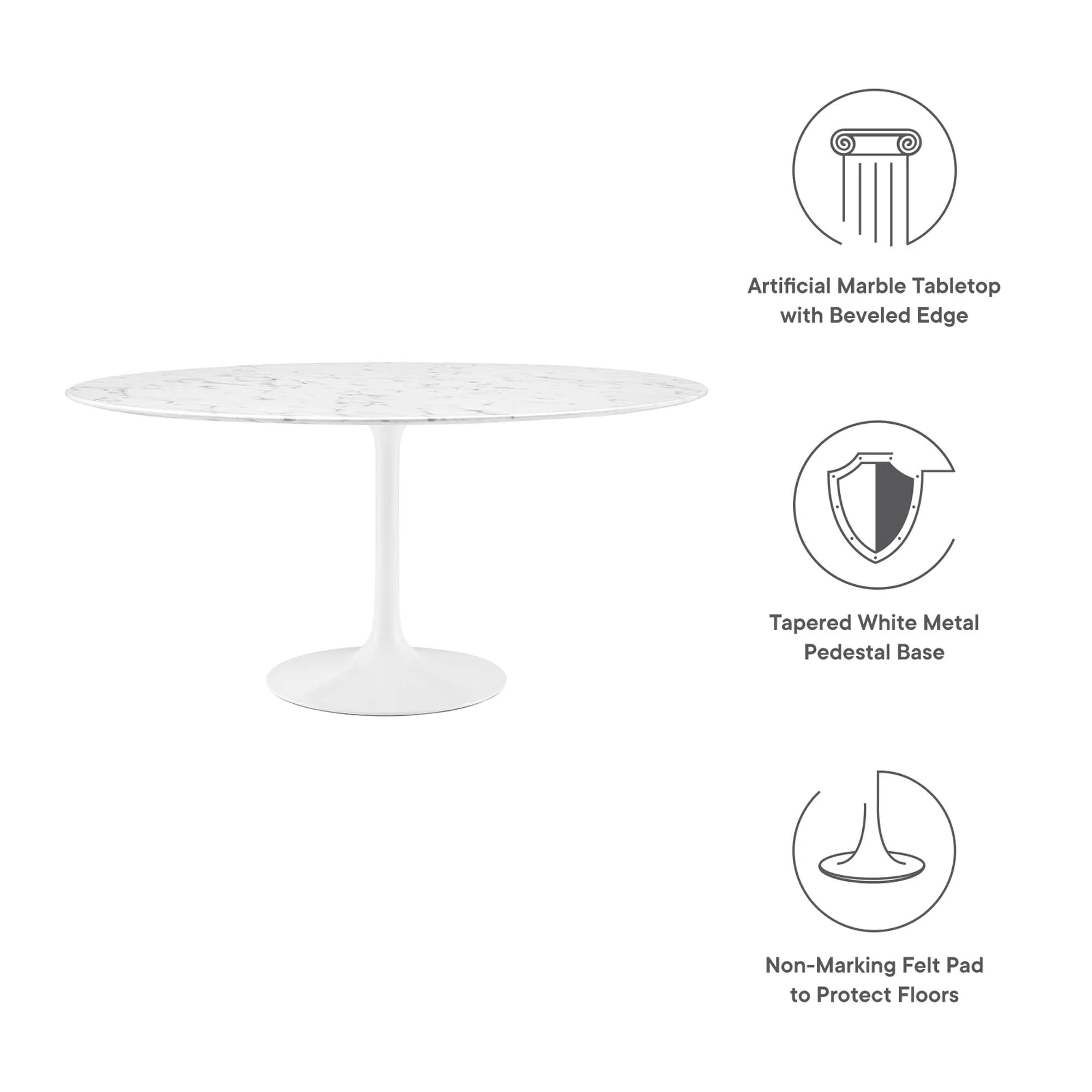 Lippa 60" Round Faux Marble Dining Table by Modway - Image 3