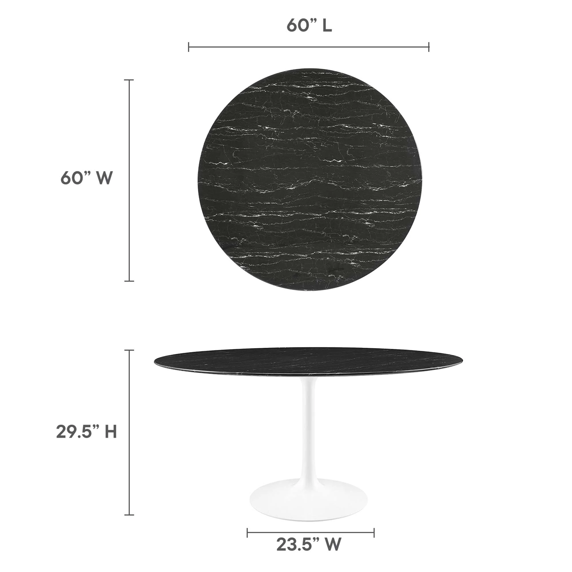 Lippa 60" Round Faux Marble Dining Table by Modway - Image 2