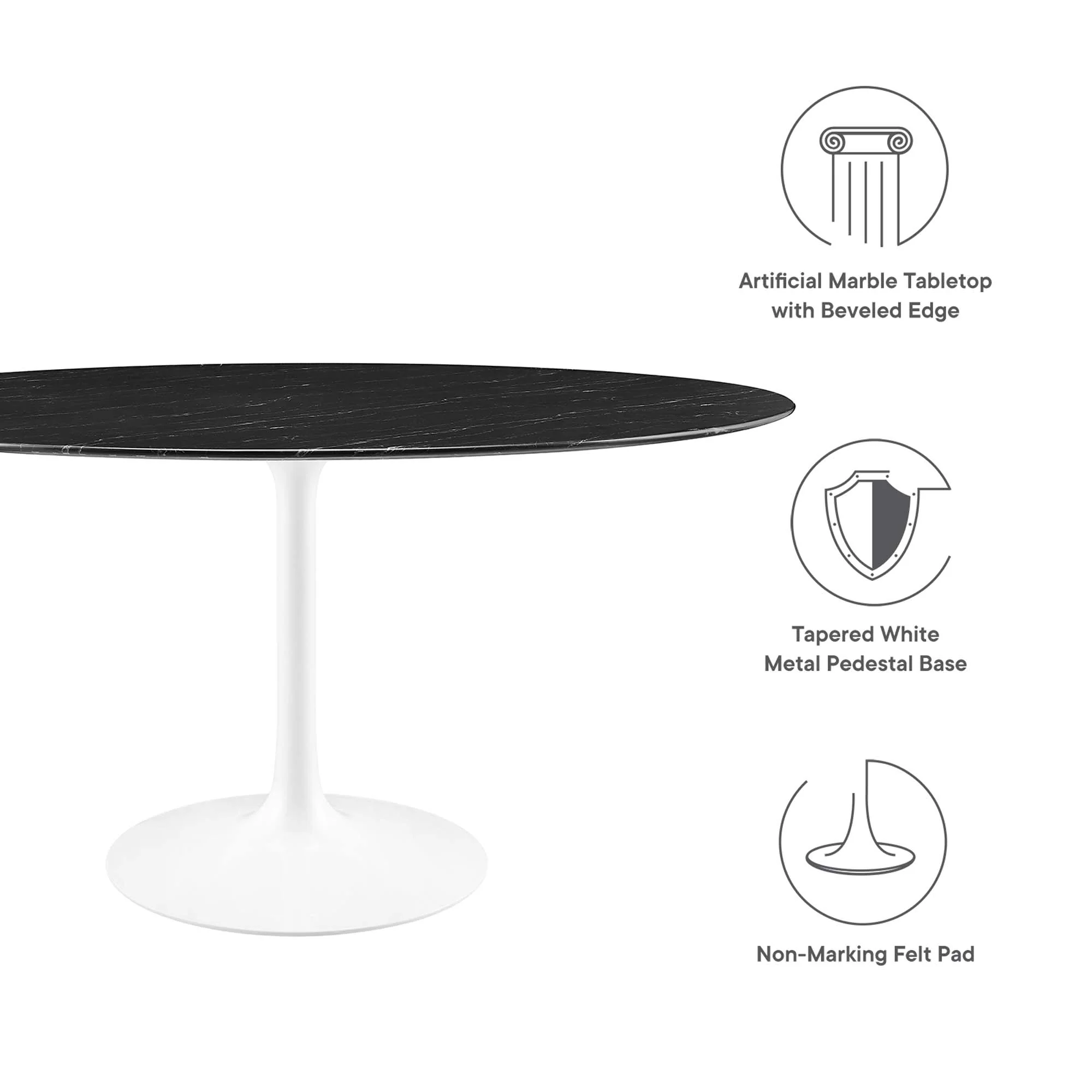 Lippa 60" Round Faux Marble Dining Table by Modway - Image 3