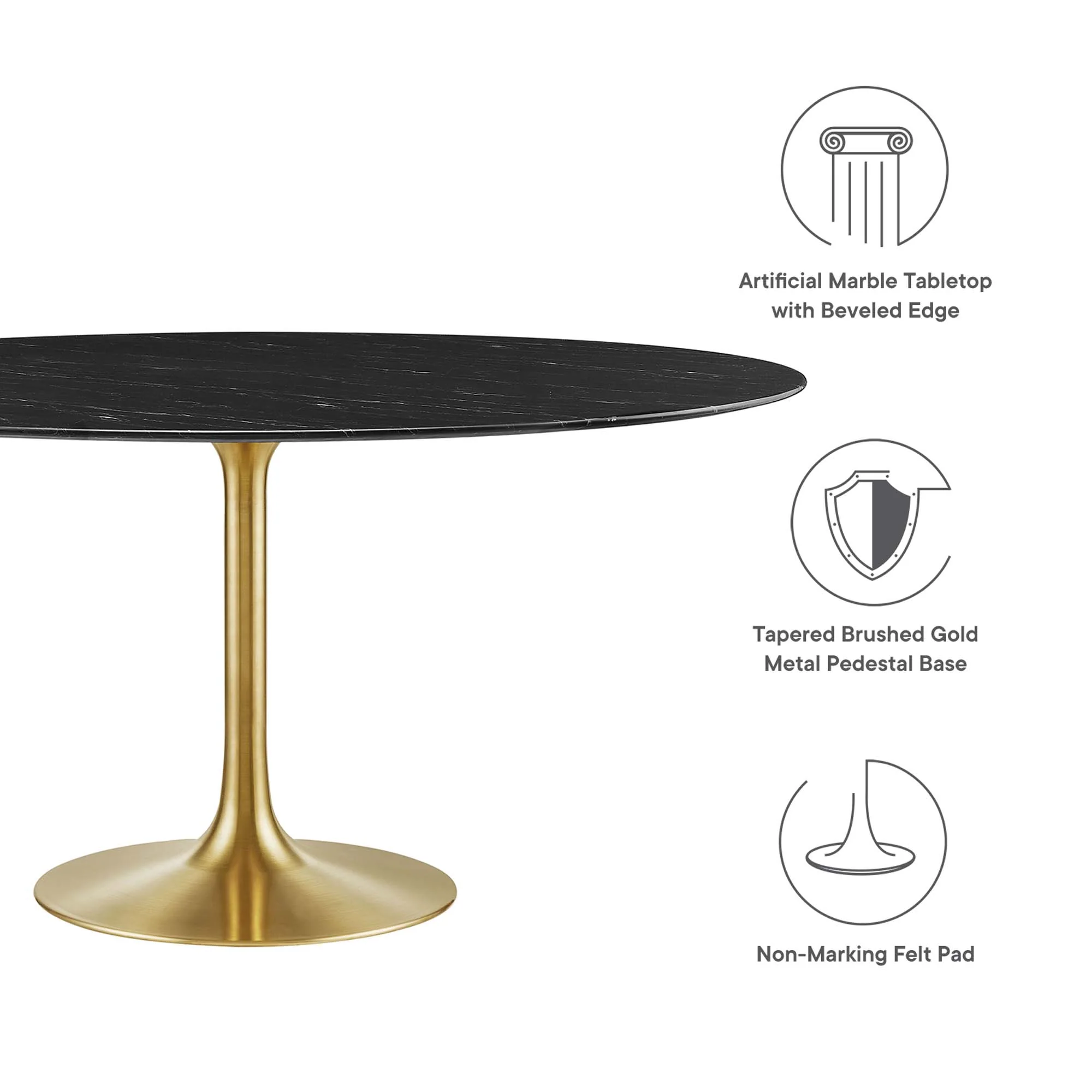 Lippa 60" Round Faux Marble Dining Table by Modway - Image 2