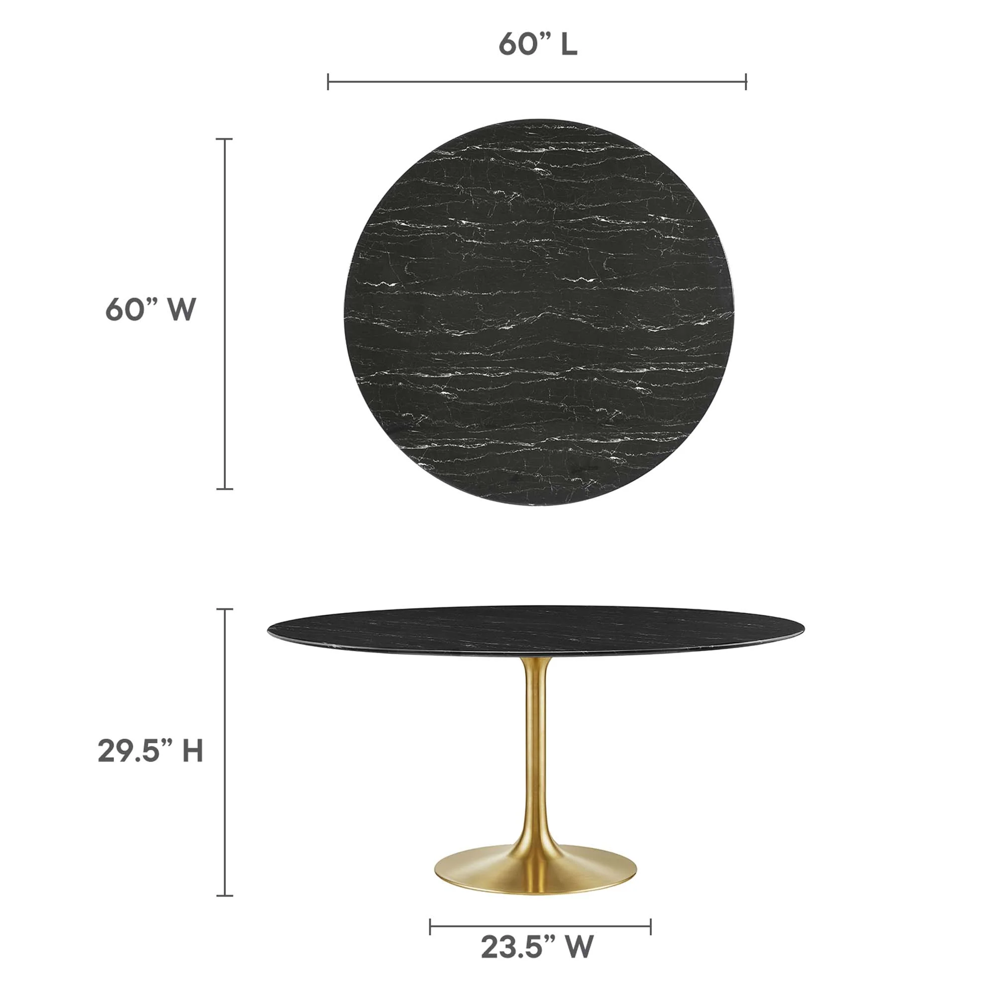 Lippa 60" Round Faux Marble Dining Table by Modway - Image 3