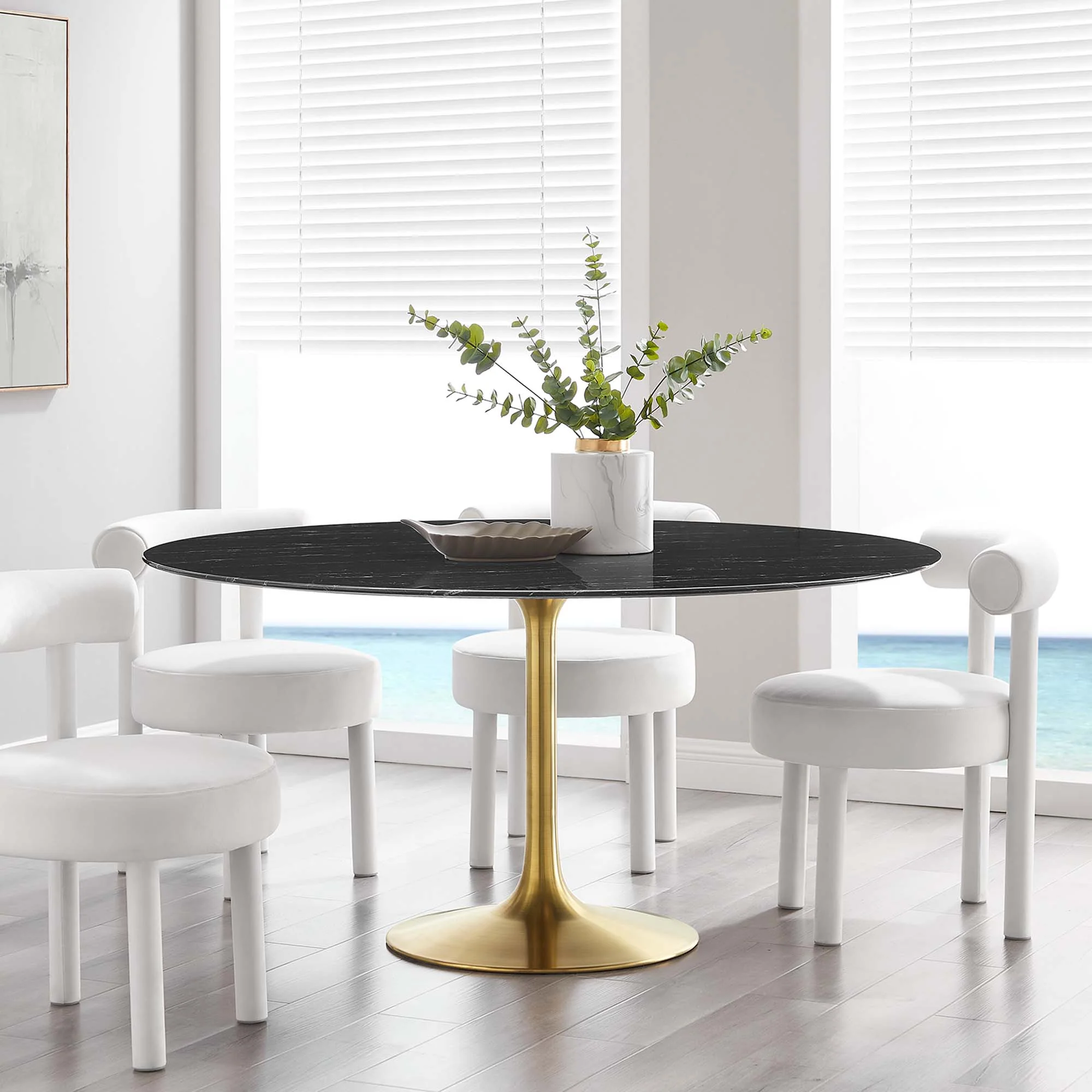 Lippa 60" Round Faux Marble Dining Table by Modway - Image 6