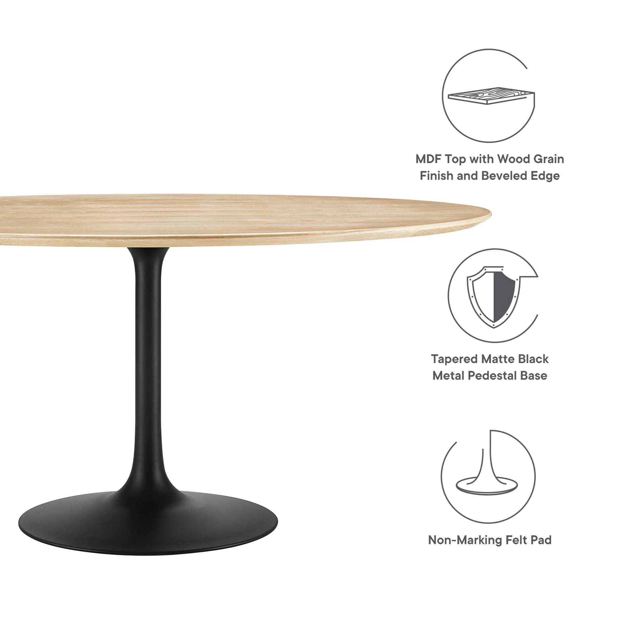 Lippa 60" Round Wood Dining Table by Modway - Image 2