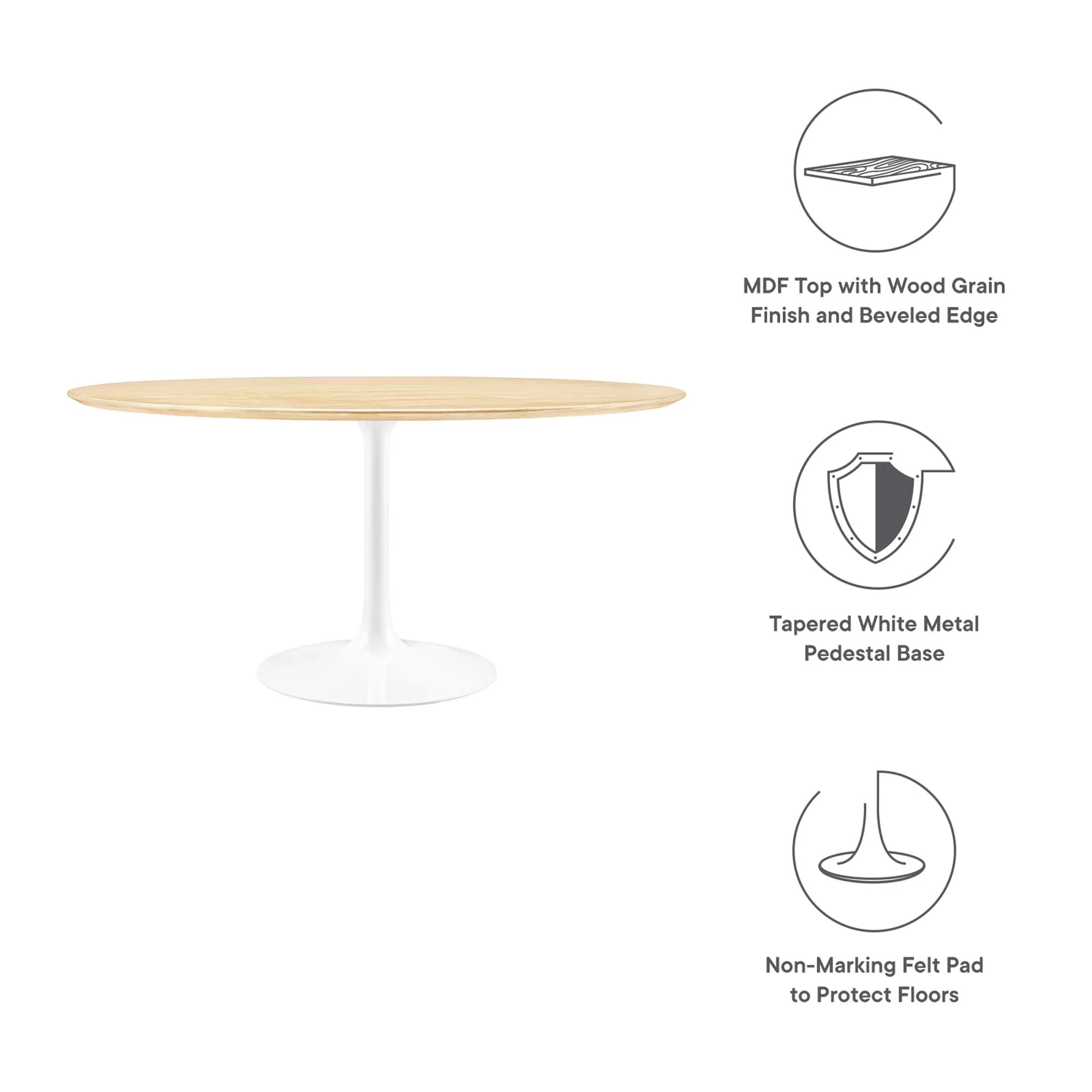 Lippa 60" Round Wood Dining Table by Modway - Image 2