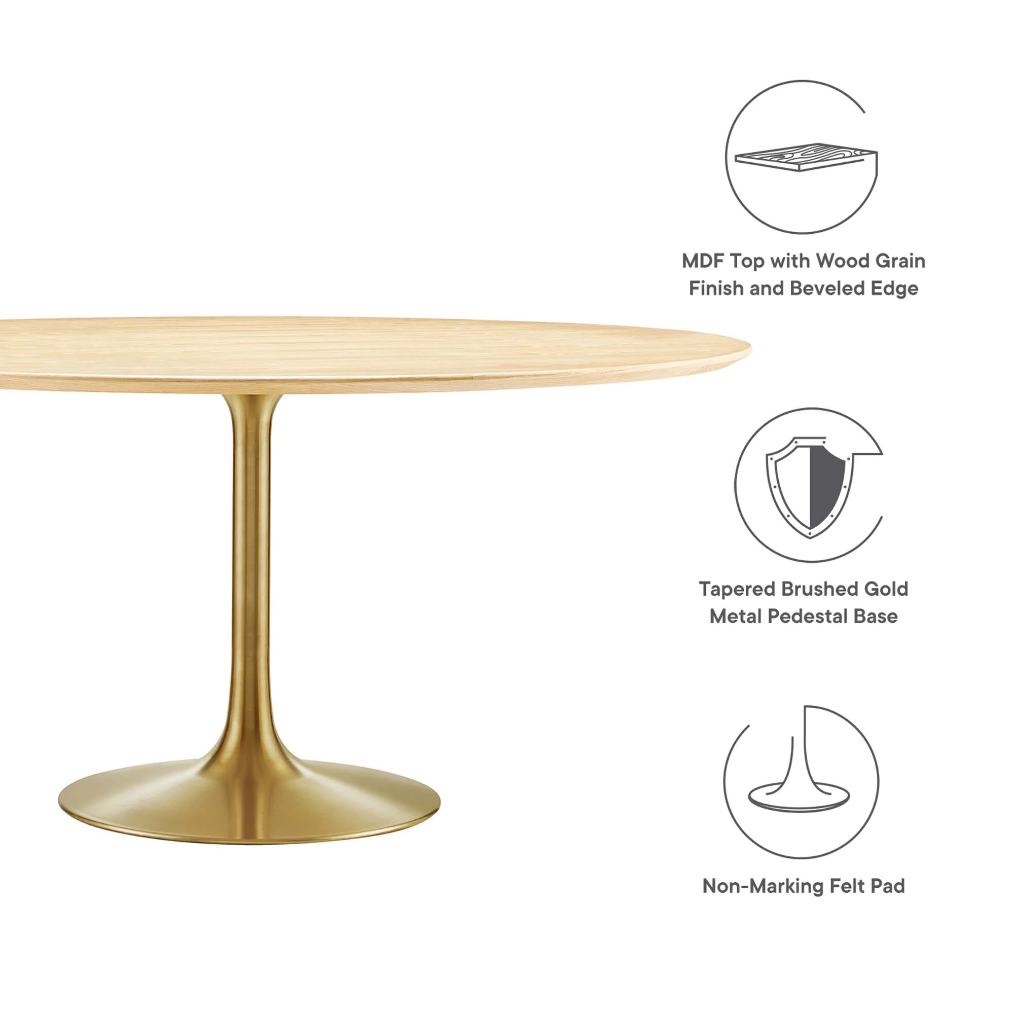 Lippa 60" Round Wood Dining Table by Modway - Image 2