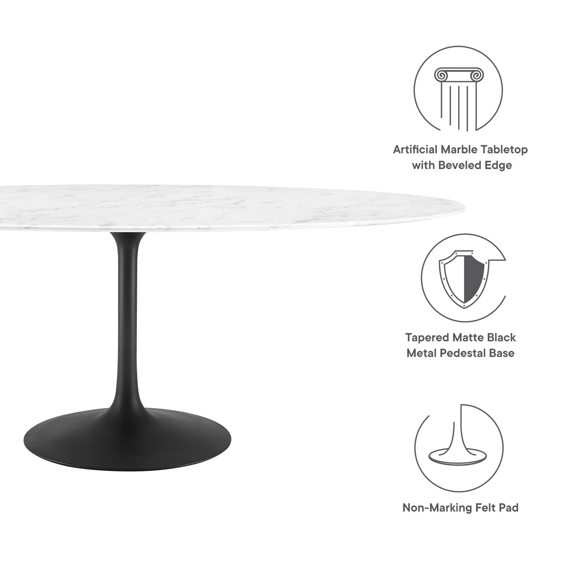 Lippa 78" Oval Faux Marble Dining Table by Modway - Image 2