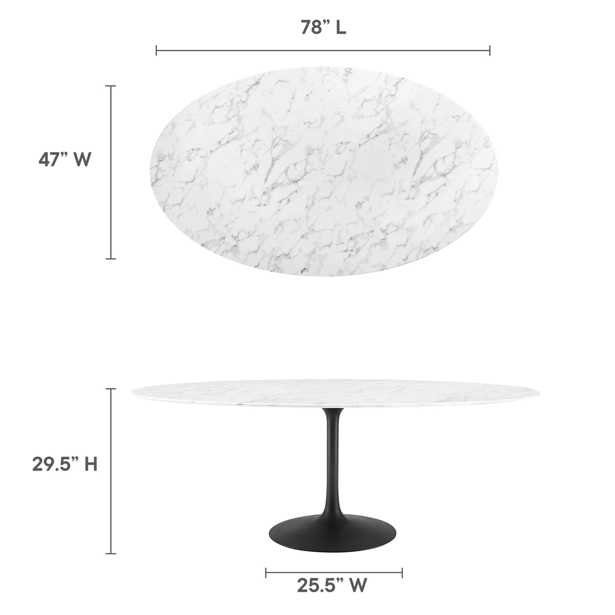 Lippa 78" Oval Faux Marble Dining Table by Modway - Image 3