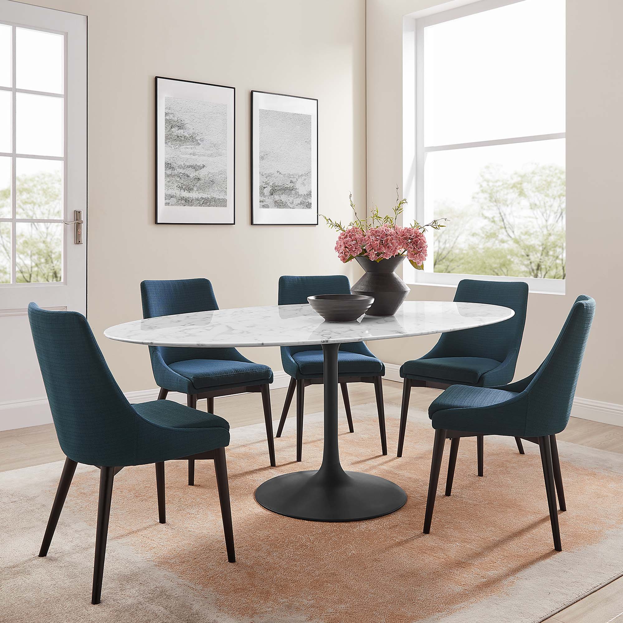 Lippa 78" Oval Faux Marble Dining Table by Modway - Image 6
