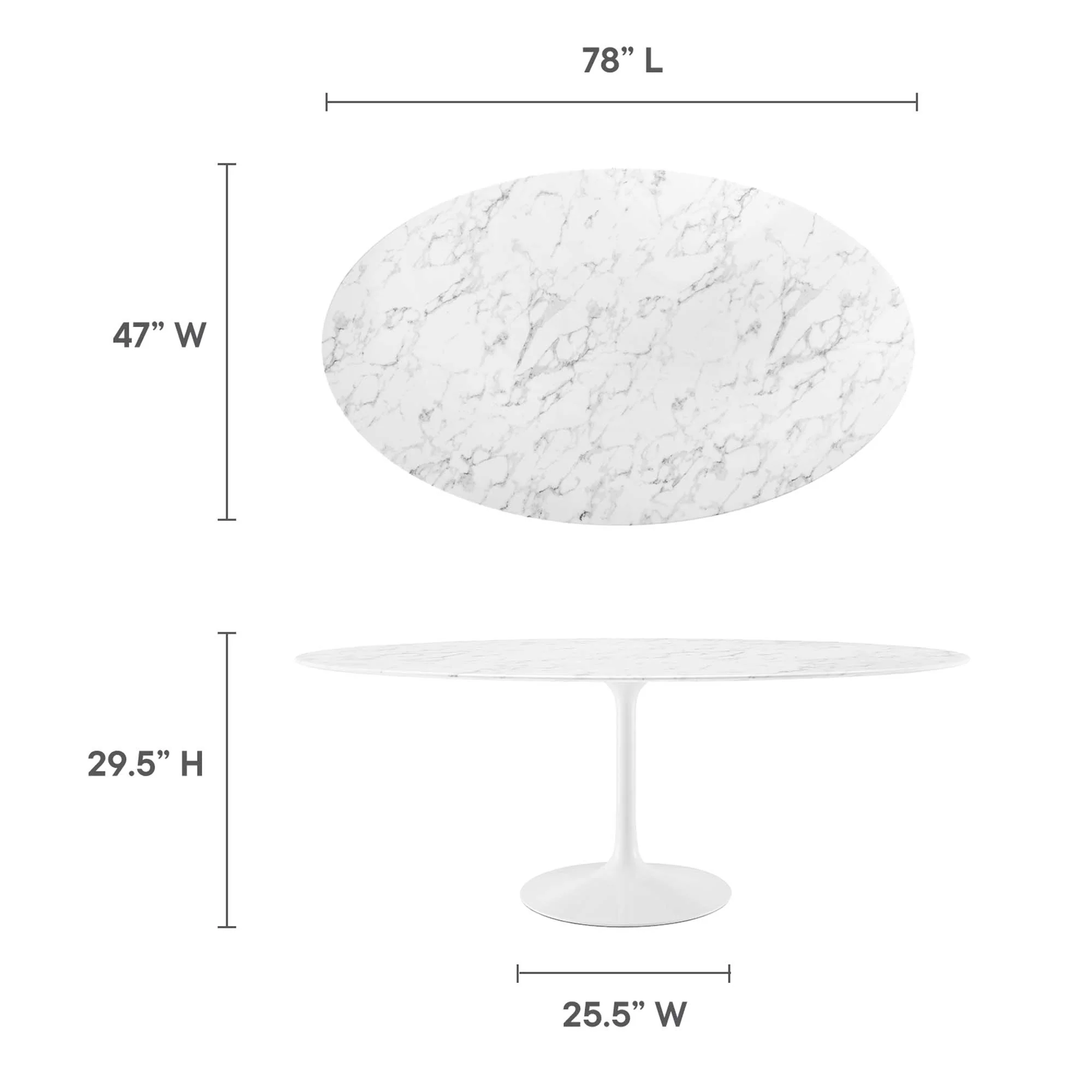 Lippa 78" Oval Faux Marble Dining Table by Modway - Image 2