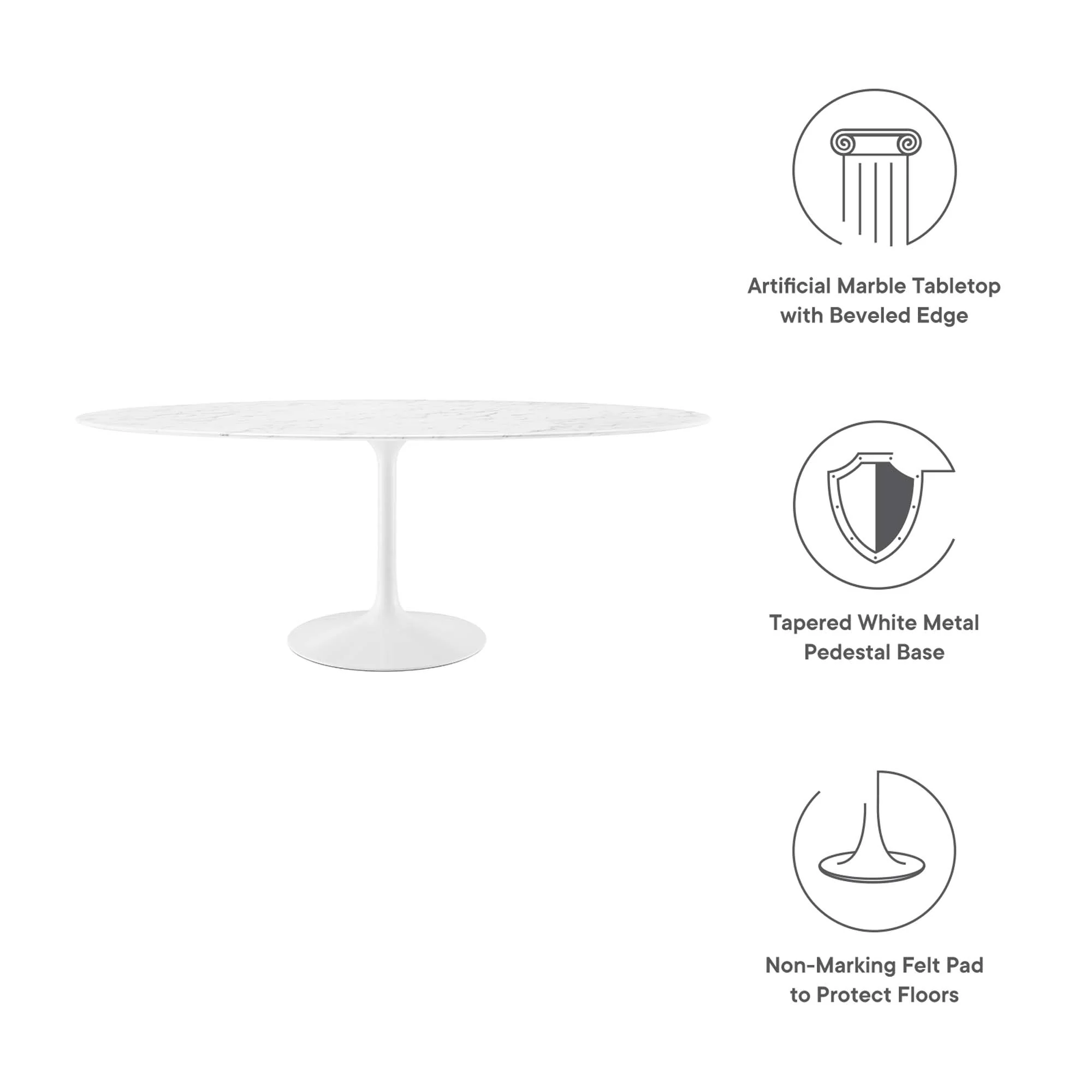 Lippa 78" Oval Faux Marble Dining Table by Modway - Image 3