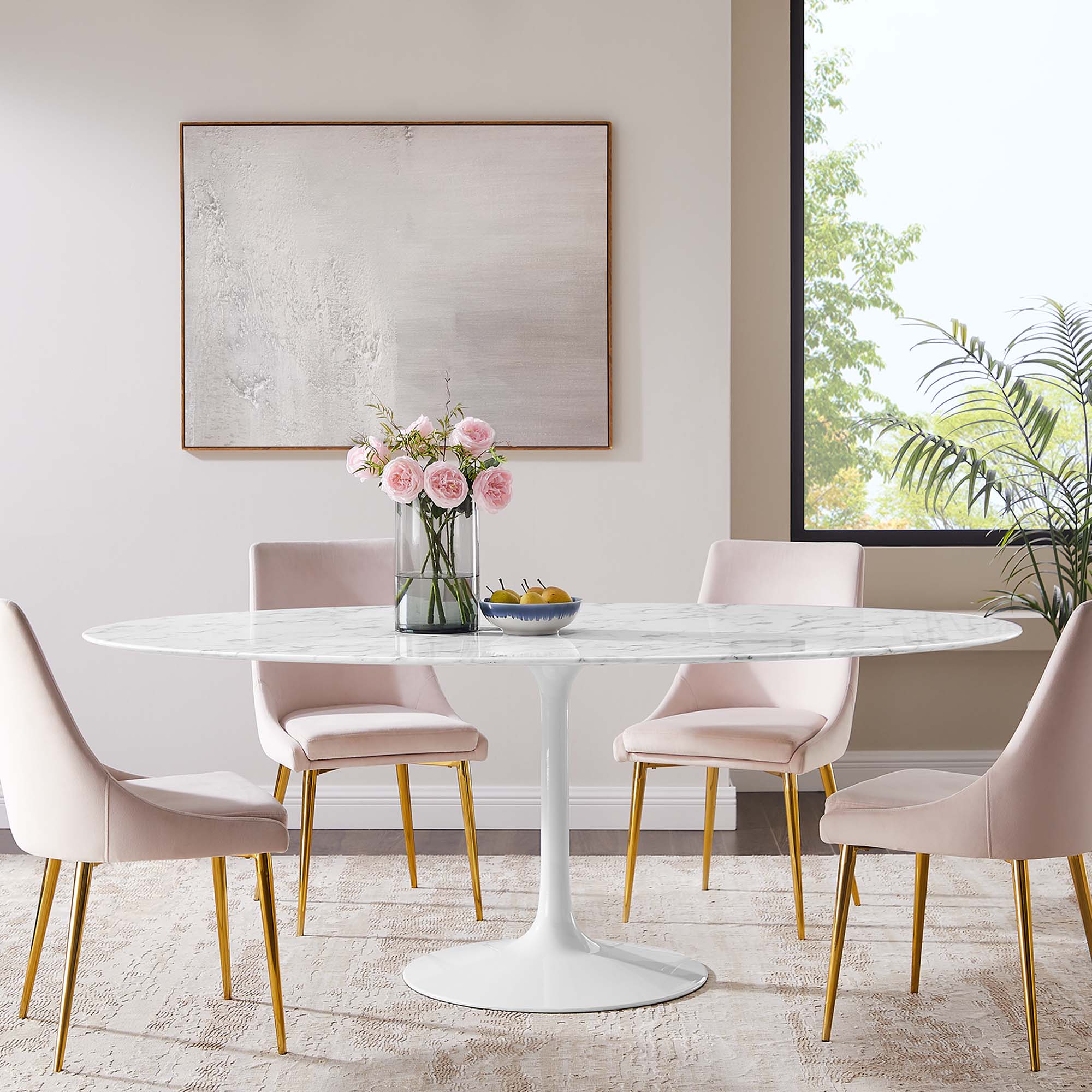 Lippa 78" Oval Faux Marble Dining Table by Modway - Image 6