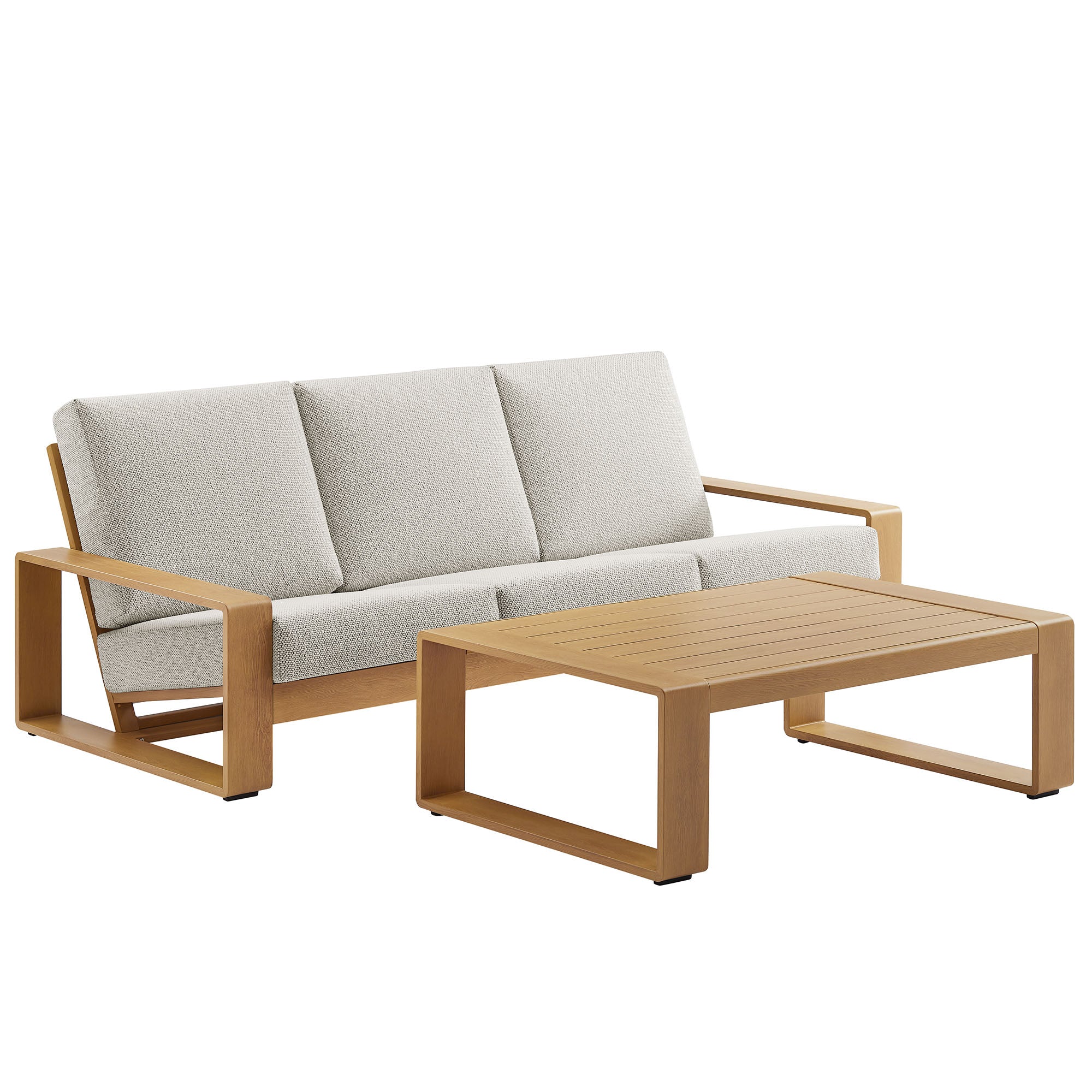 Lirienne 2-Piece Outdoor Patio Aluminum Faux Wood Furniture Set - Image 14