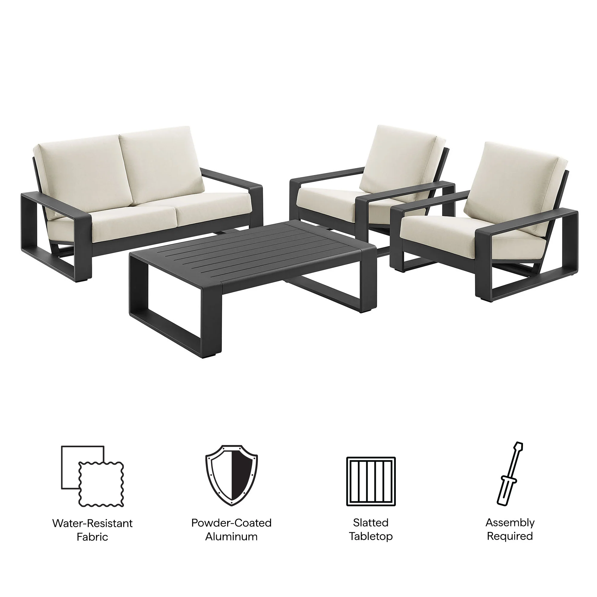 Lirienne 4-Piece Outdoor Patio Aluminum Furniture Set by Modway - Image 19