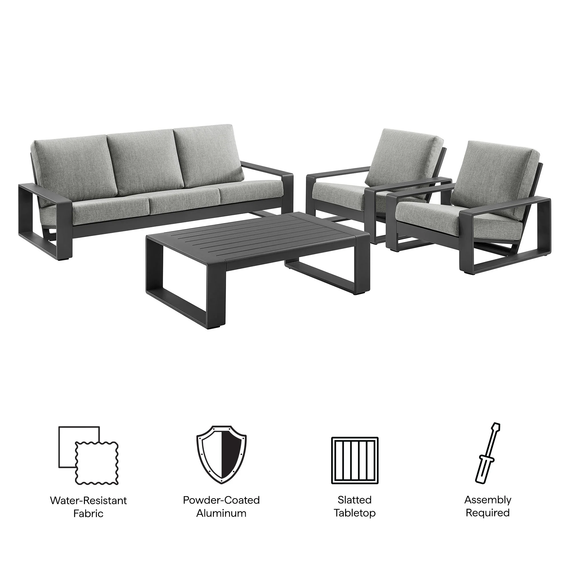 Lirienne 4-Piece Outdoor Patio Aluminum Furniture Set by Modway - Image 18