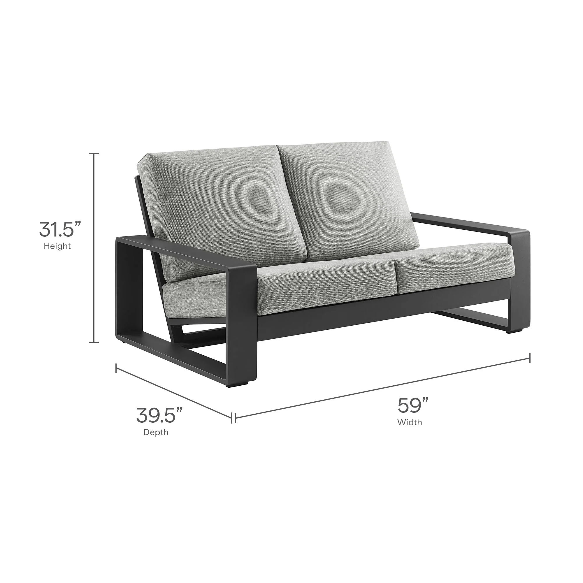 Lirienne Outdoor Patio Aluminum Loveseat by Modway - Image 16