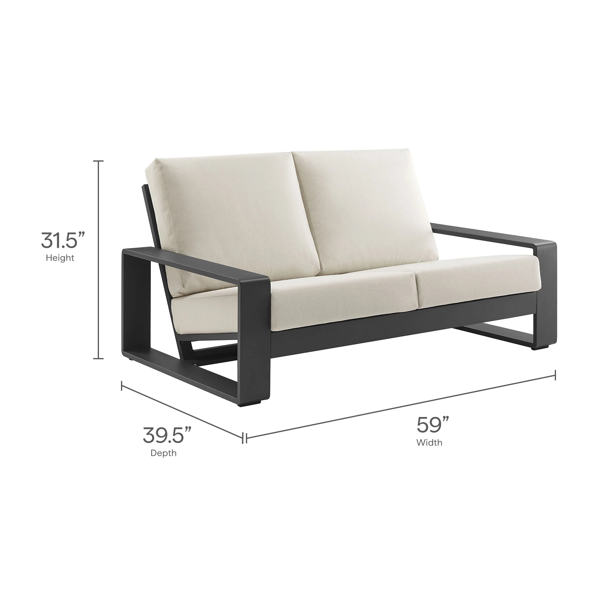 Lirienne Outdoor Patio Aluminum Loveseat by Modway - Image 3