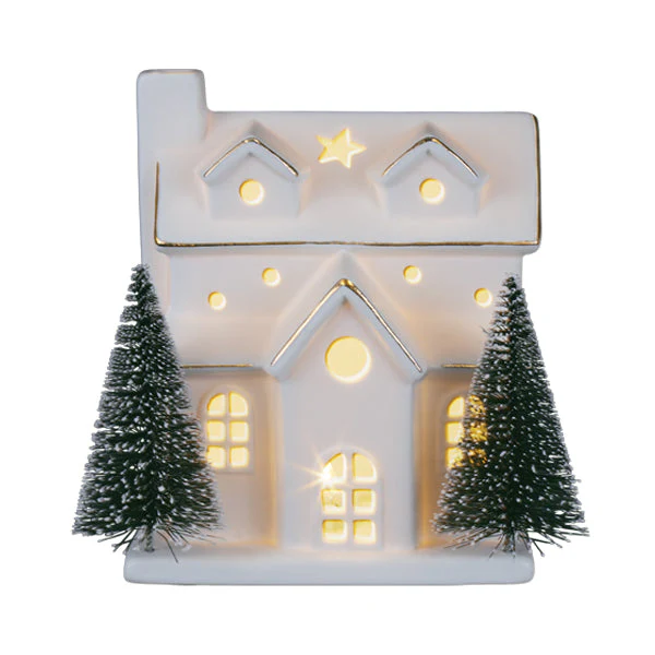 Lit Ceramic House With Trees - Image 5
