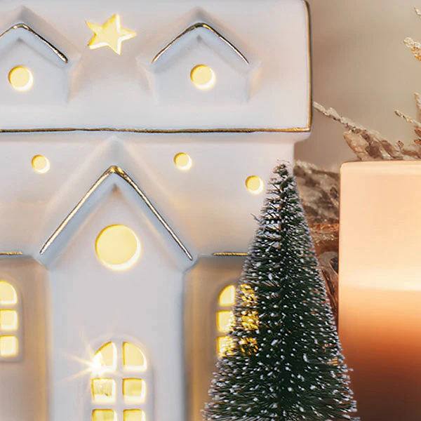 Lit Ceramic House With Trees - Image 6