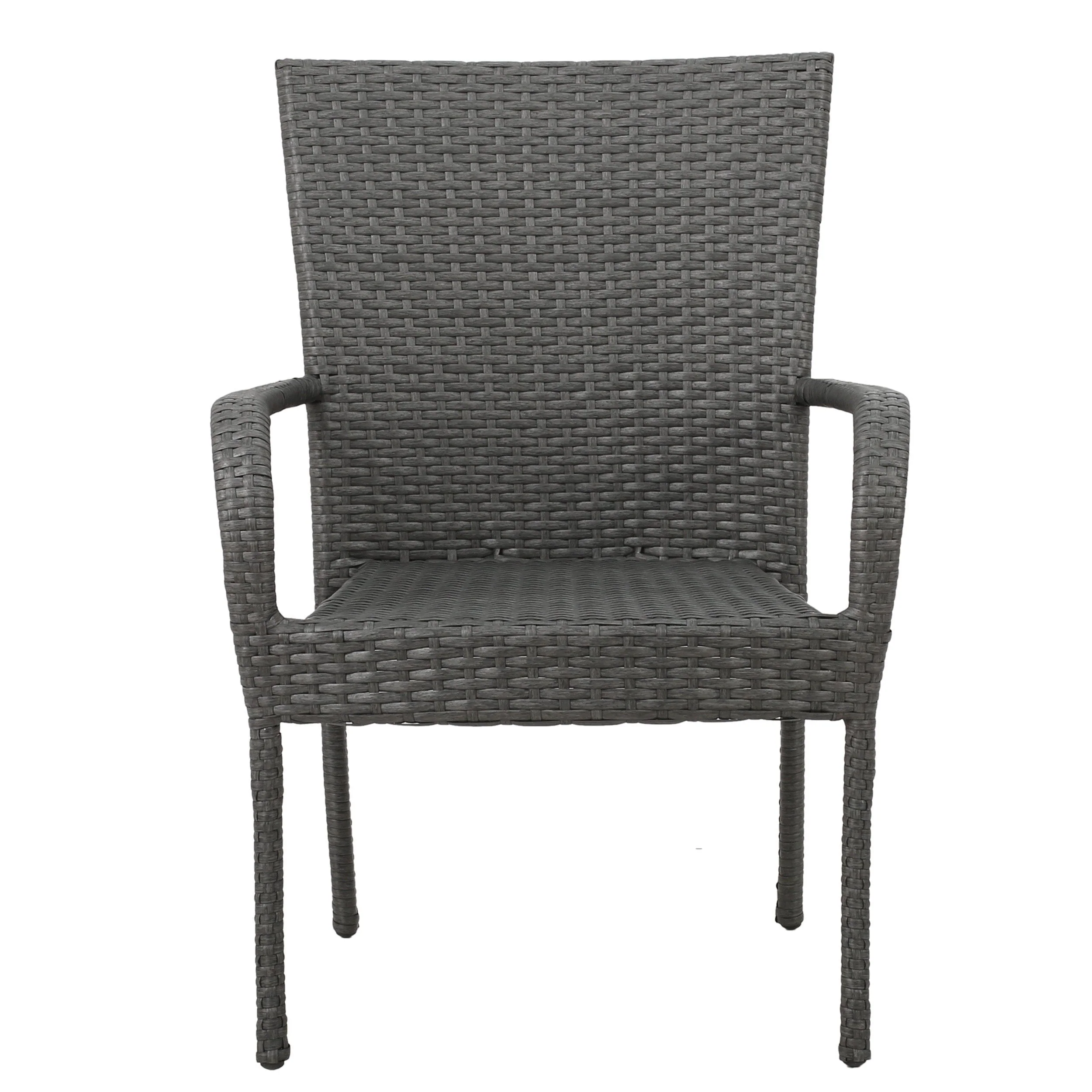 Littleton Grey PE Wicker Stacking Chair Set of 2 - Image 2