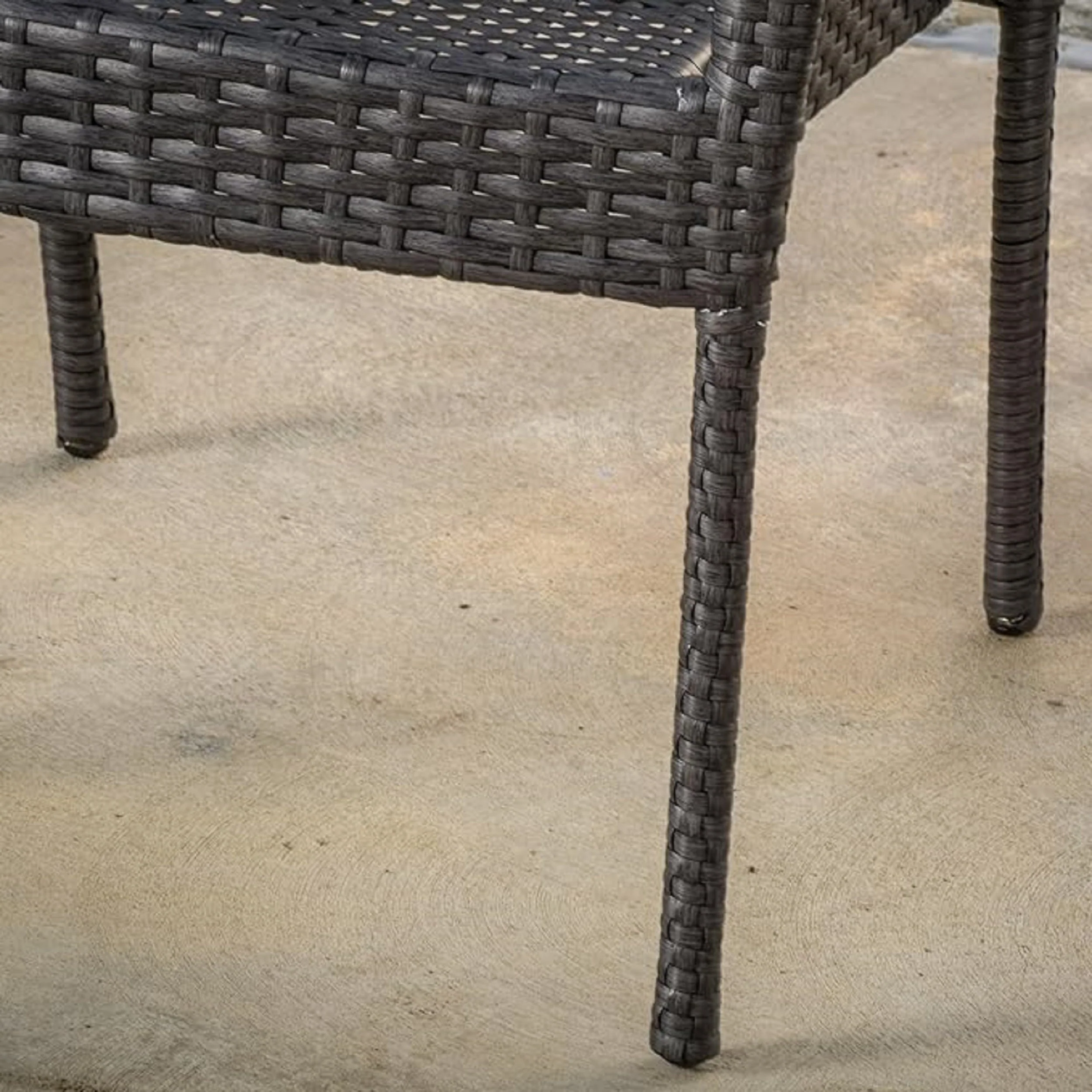 Littleton Grey PE Wicker Stacking Chair Set of 2 - Image 4