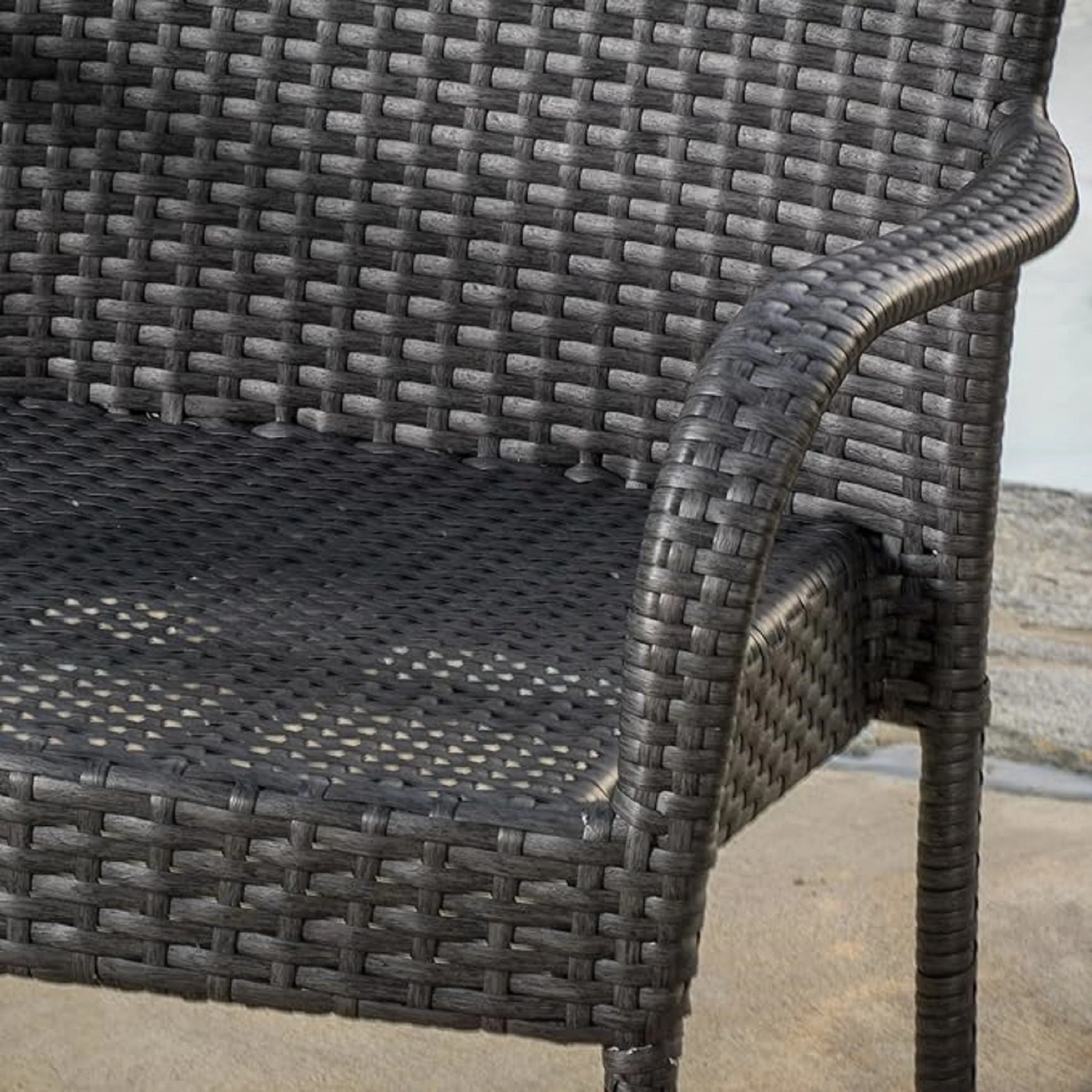 Littleton Grey PE Wicker Stacking Chair Set of 2 - Image 6