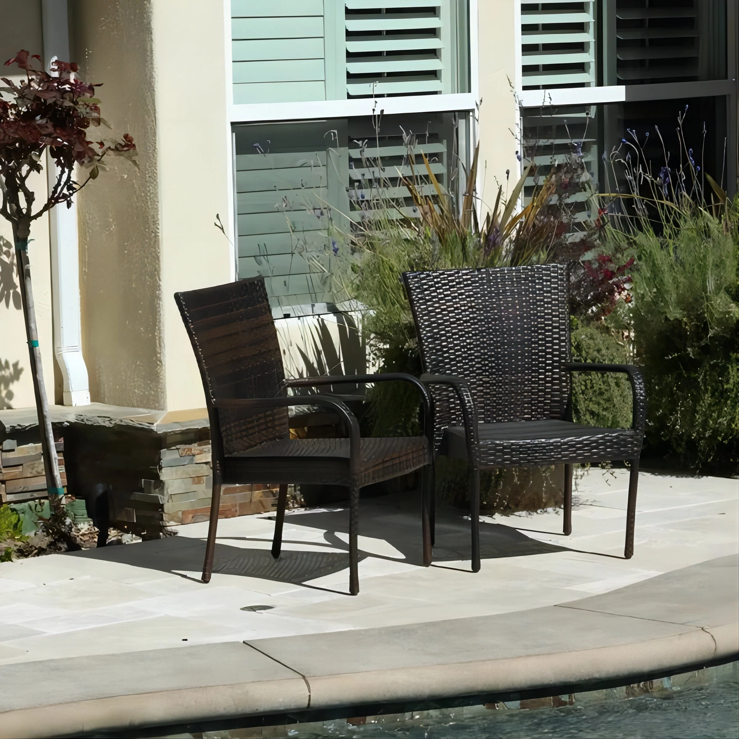 Littleton PE Wicker Stacking Chair Set of 2 - Image 5