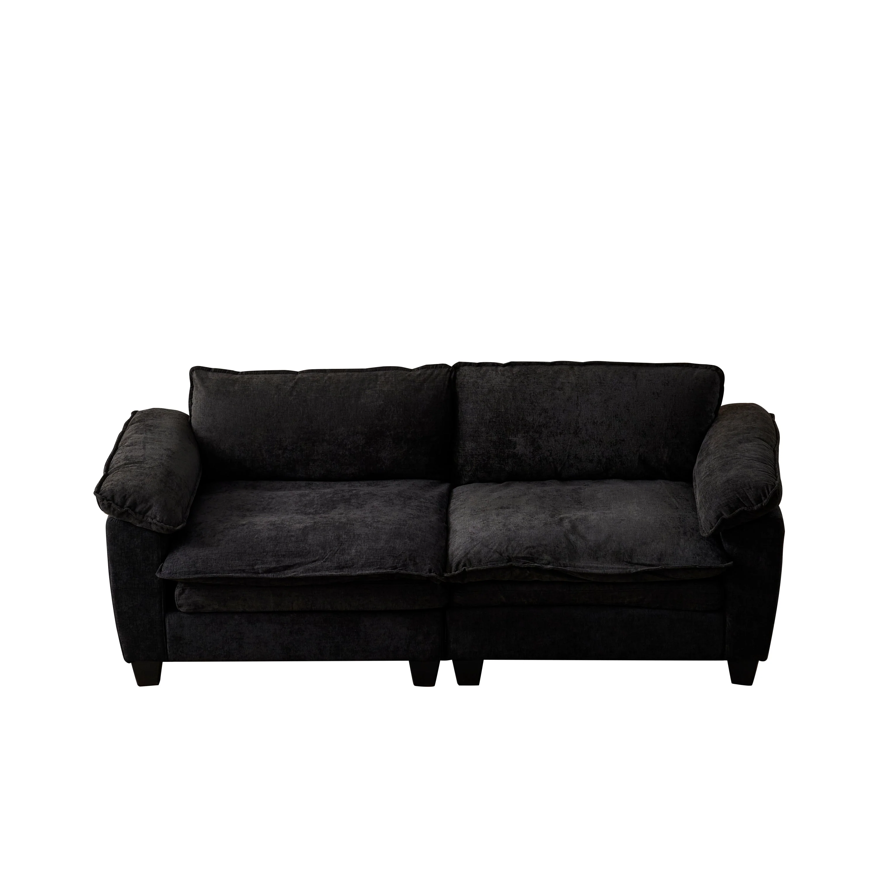 Living Room Furniture Big Loveseat Luxury Couch with Soft Chenille Upholstered Sofa Black - Image 11