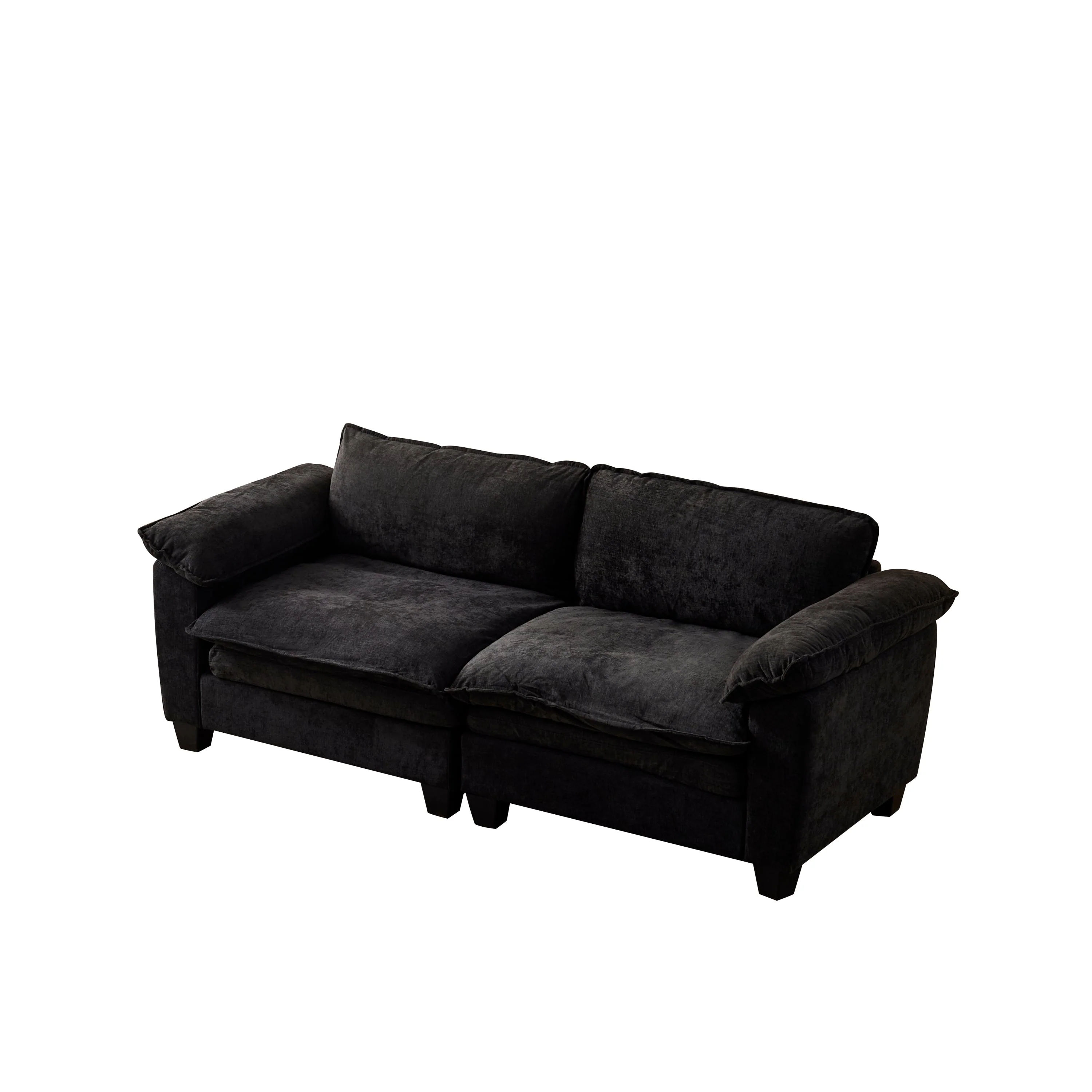 Living Room Furniture Big Loveseat Luxury Couch with Soft Chenille Upholstered Sofa Black - Image 12