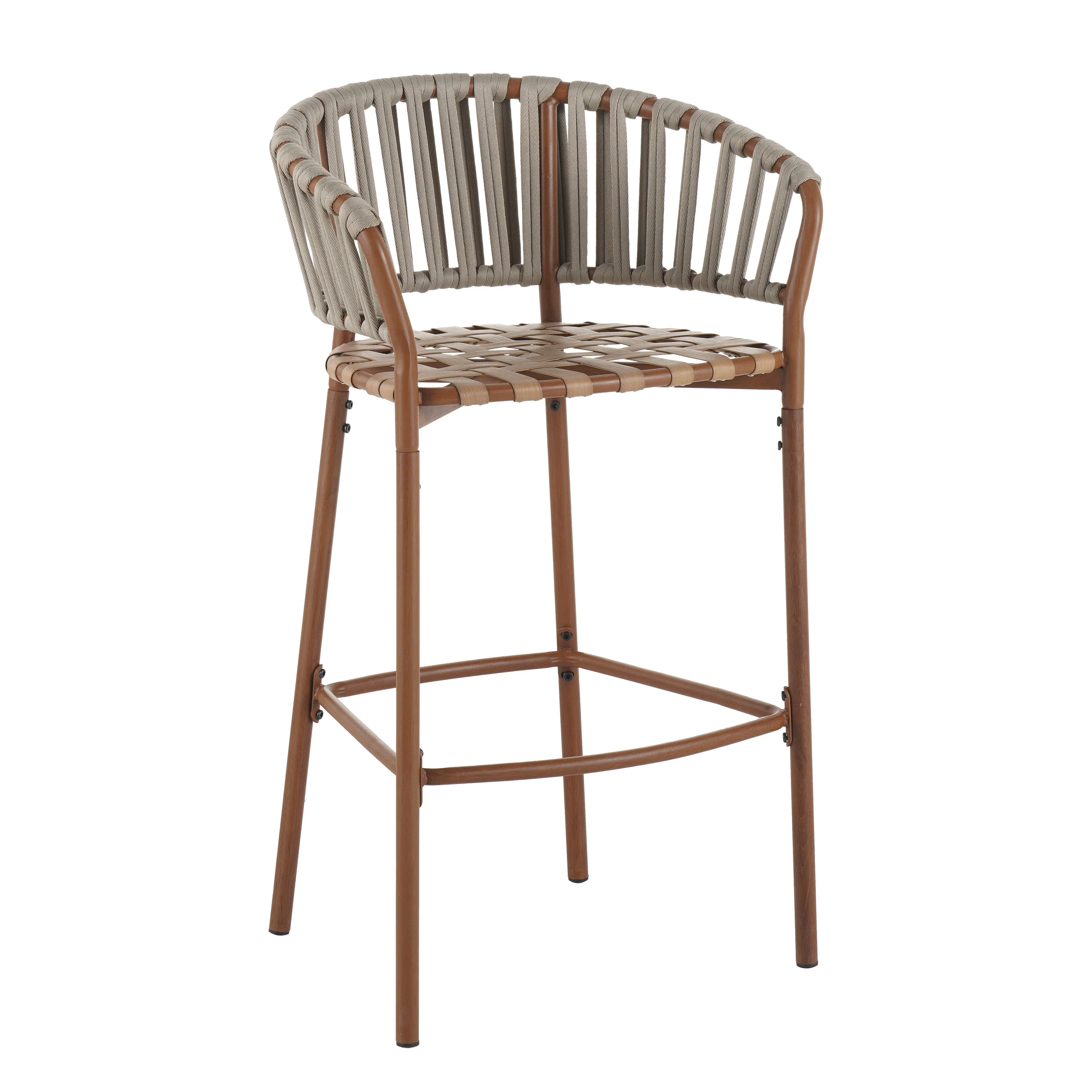 Lodi Outdoor Metal Rope Barstool Set of 2 - Image 11