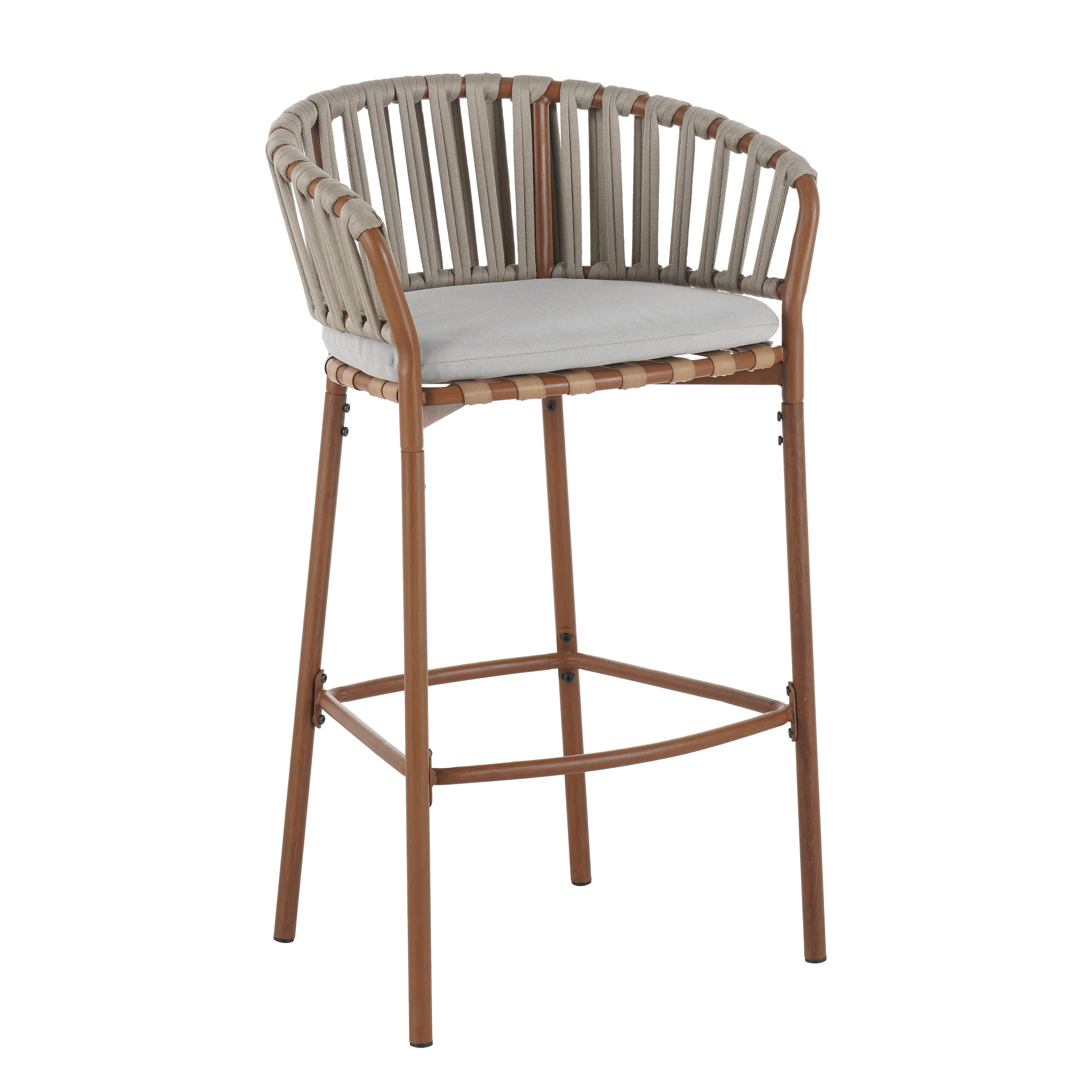 Lodi Outdoor Metal Rope Barstool Set of 2 - Image 6
