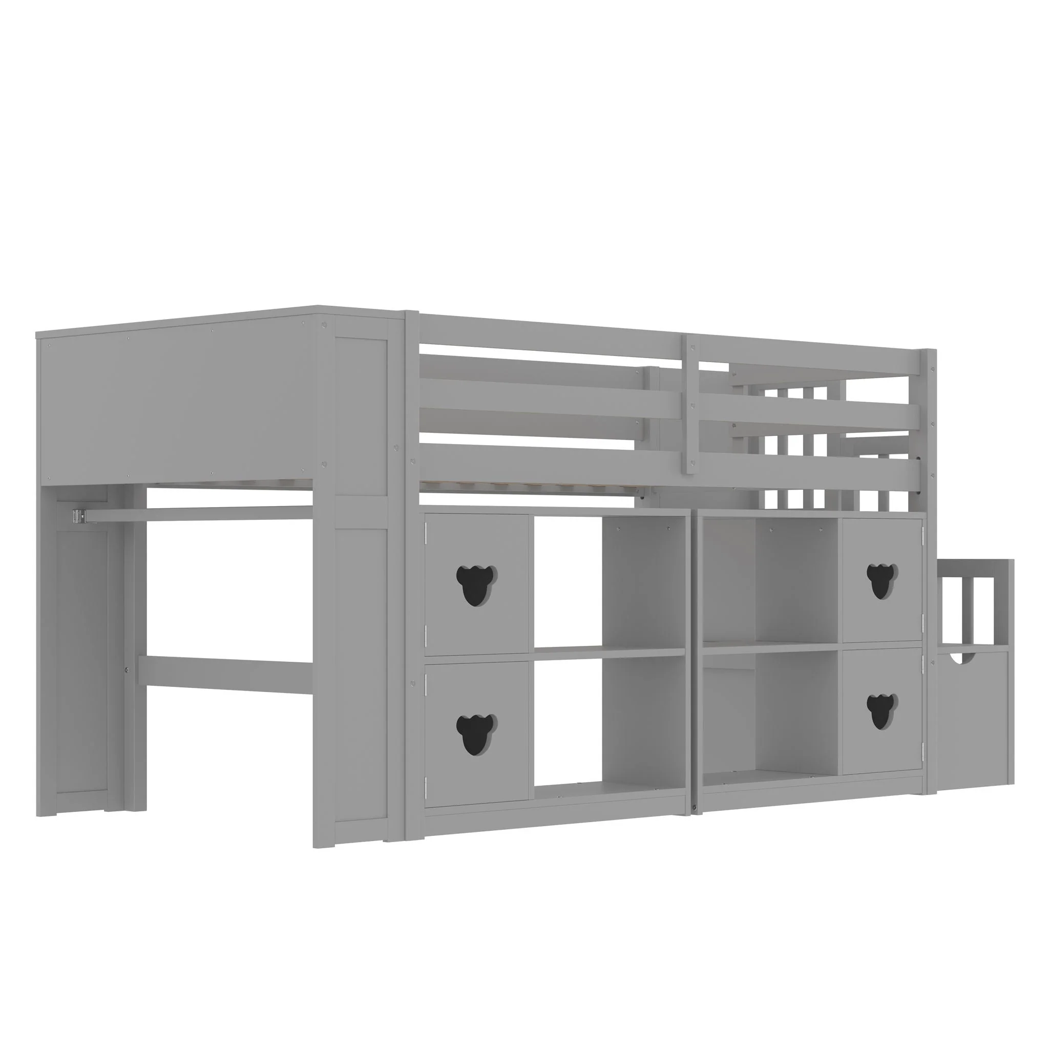 Loft Bed With Storage Cabinets, Staircase Drawers & LED Lights - Image 2