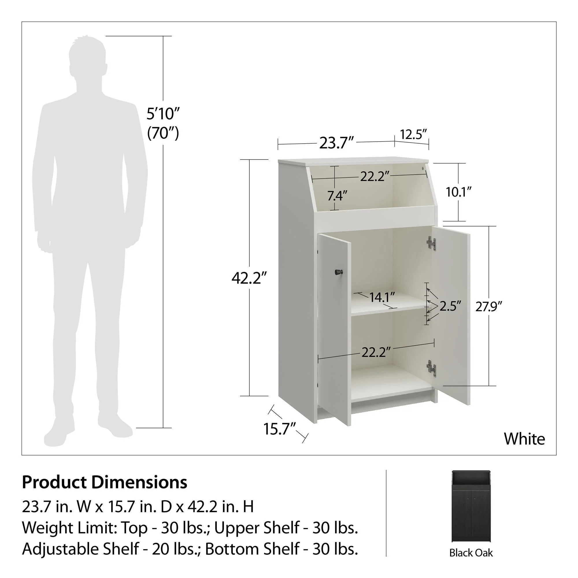 Loft Collection 2 Door Storage Tower - Image 7