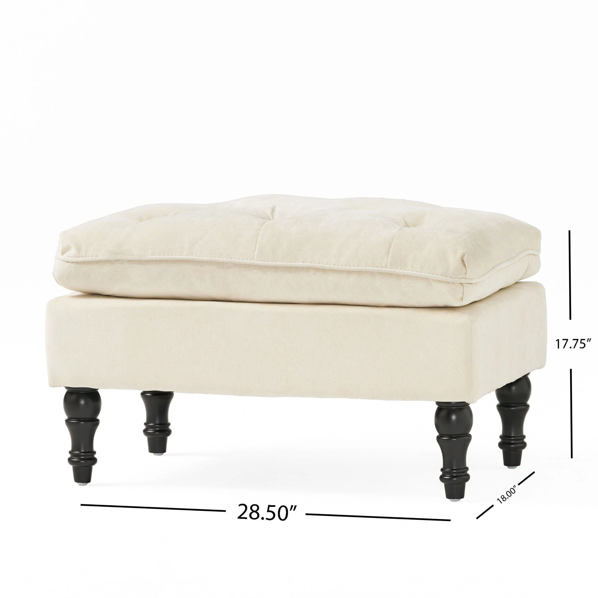 Lofton - Pillow Top Ottoman With Button Tufting - Cream - Image 3