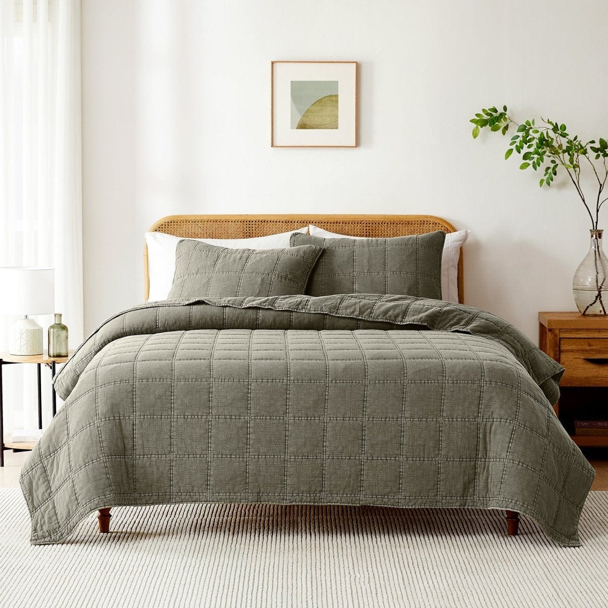 Logan Stone Washed Cotton Quilt 3 Piece Set - Image 2