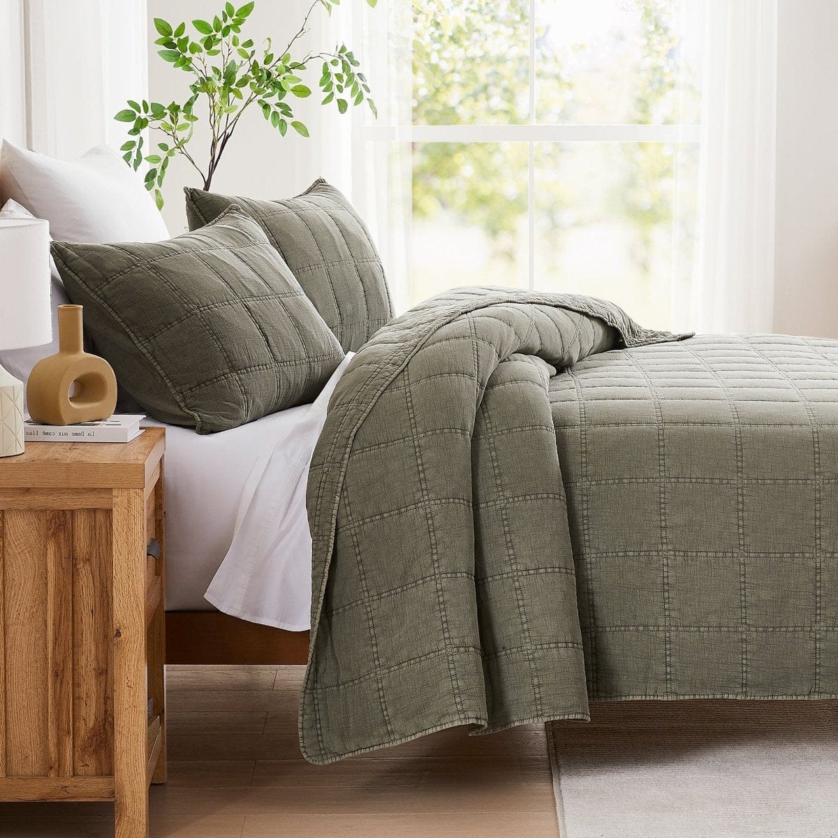 Logan Stone Washed Cotton Quilt 3 Piece Set - Image 4