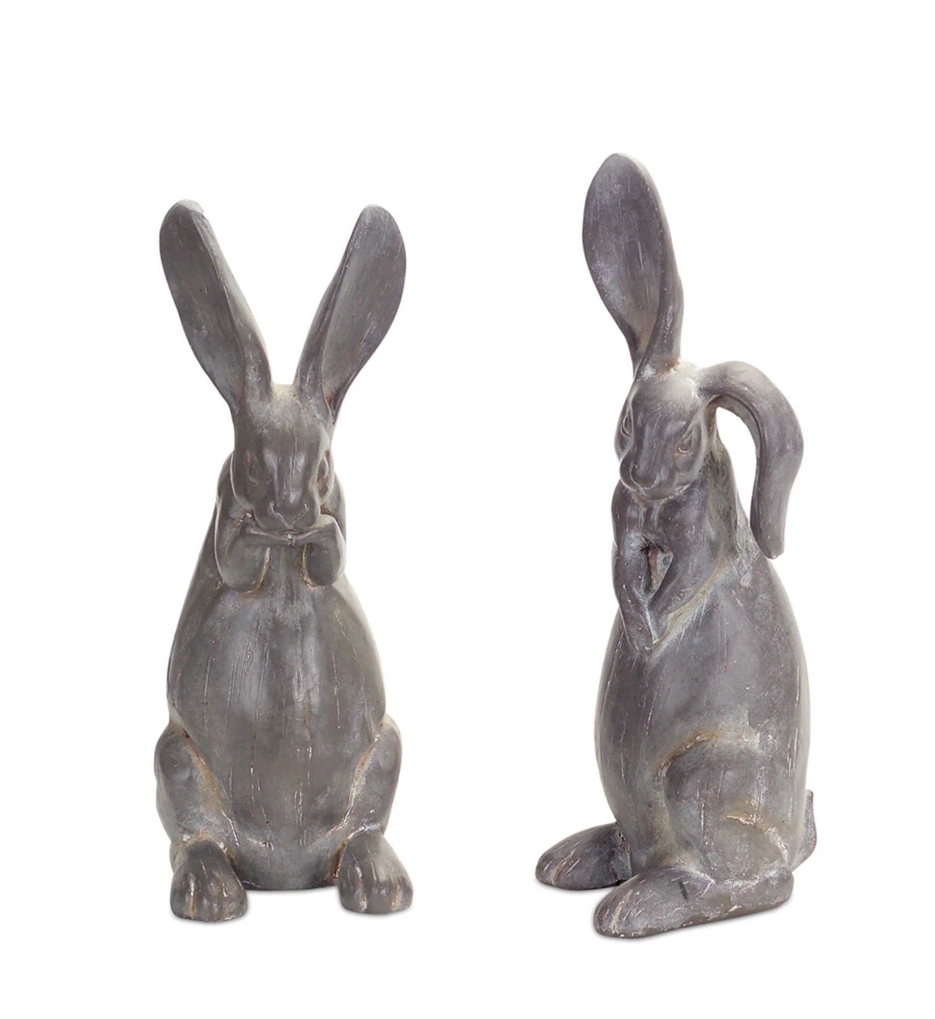 Long ear stone rabbit garden statue (set of 2)